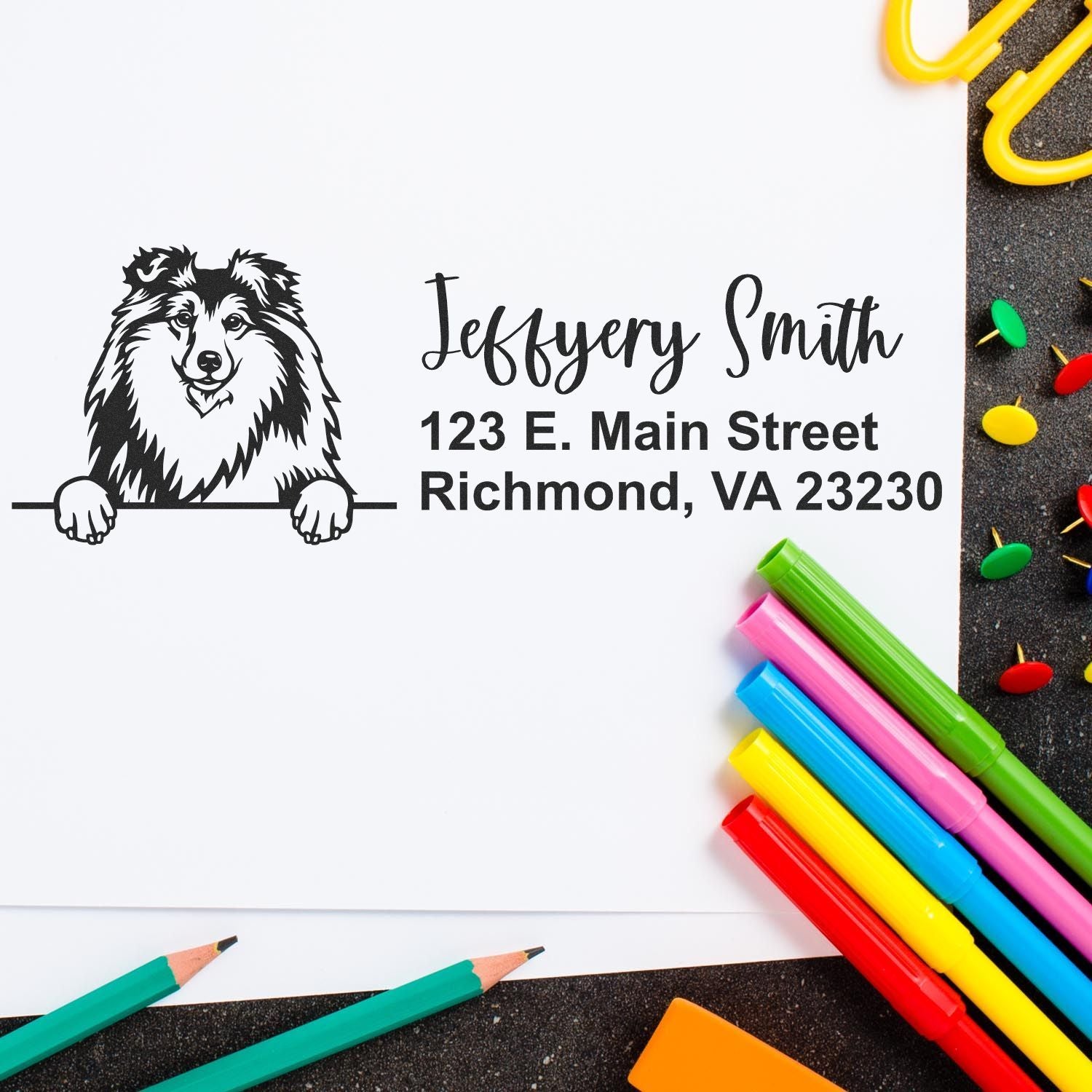 Shetland Sheepdog Name and Address Stamp Self-Inking