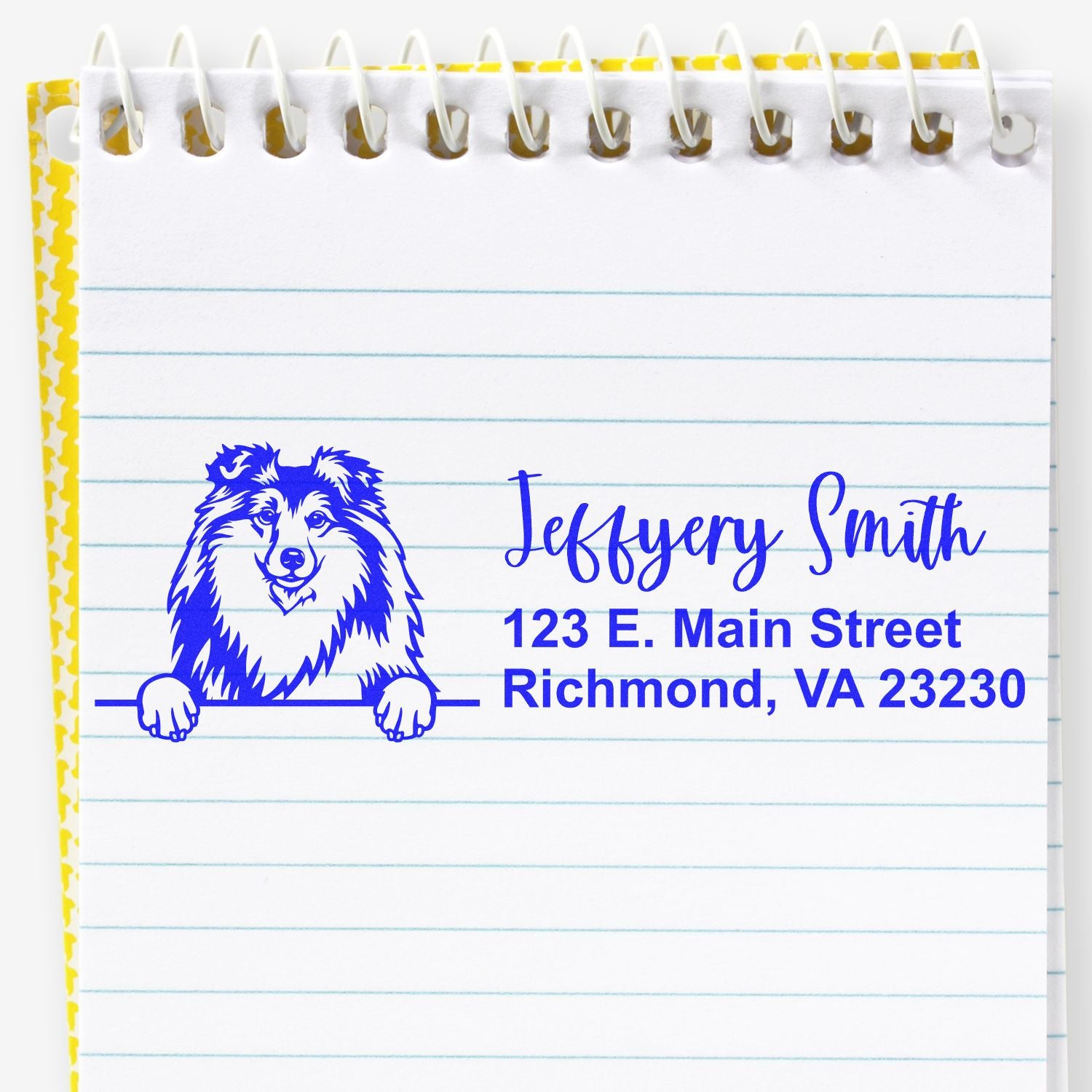 Pre-Inked Shetland Sheepdog Dog Personalized Address Stamp