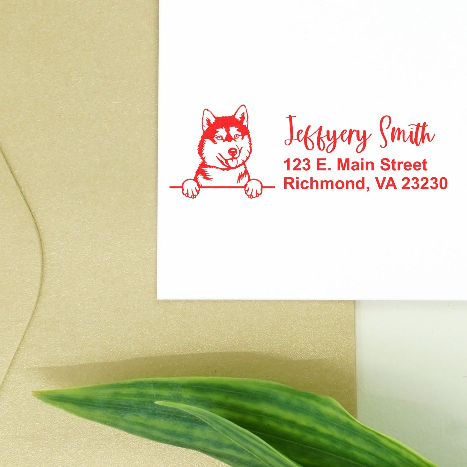 Pre-Inked Siberian Husky Dog Personalized Address Stamp