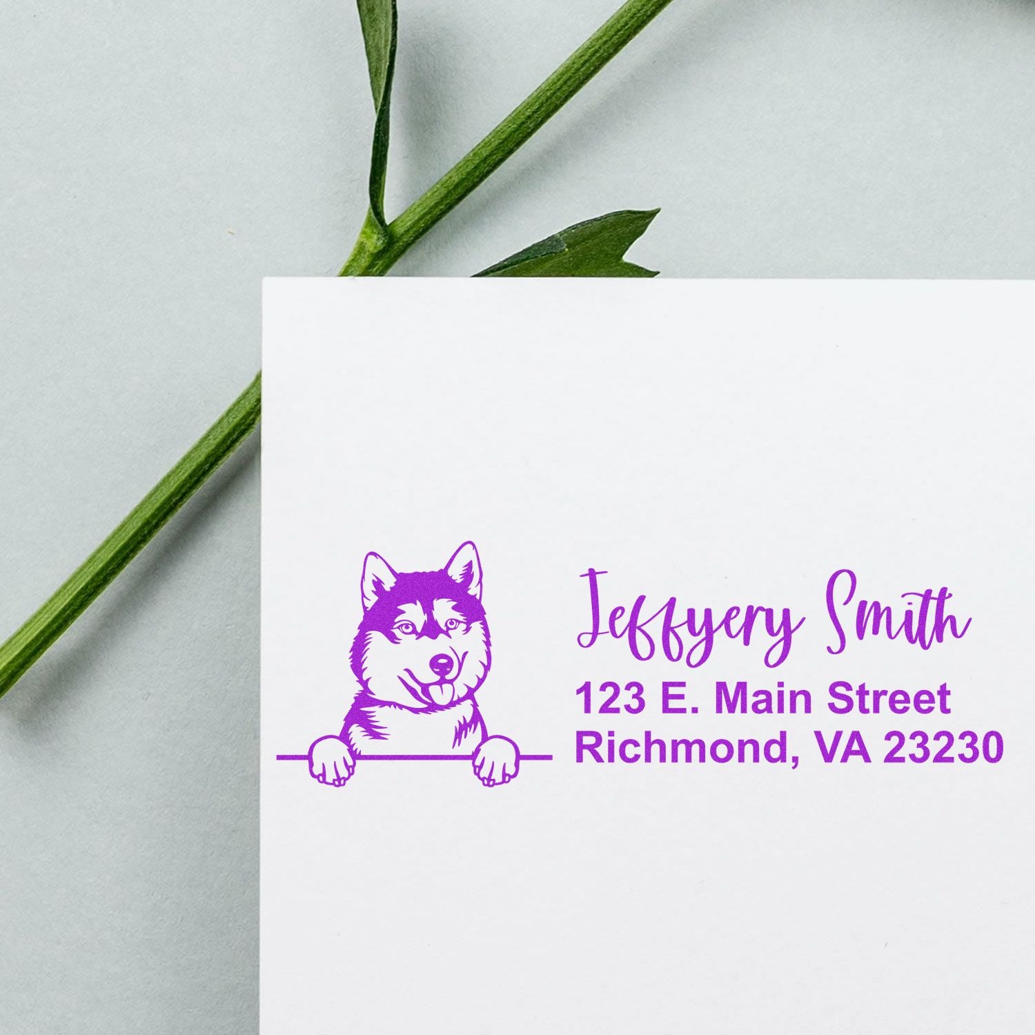 Siberian Husky Name and Address Stamp Self-Inking