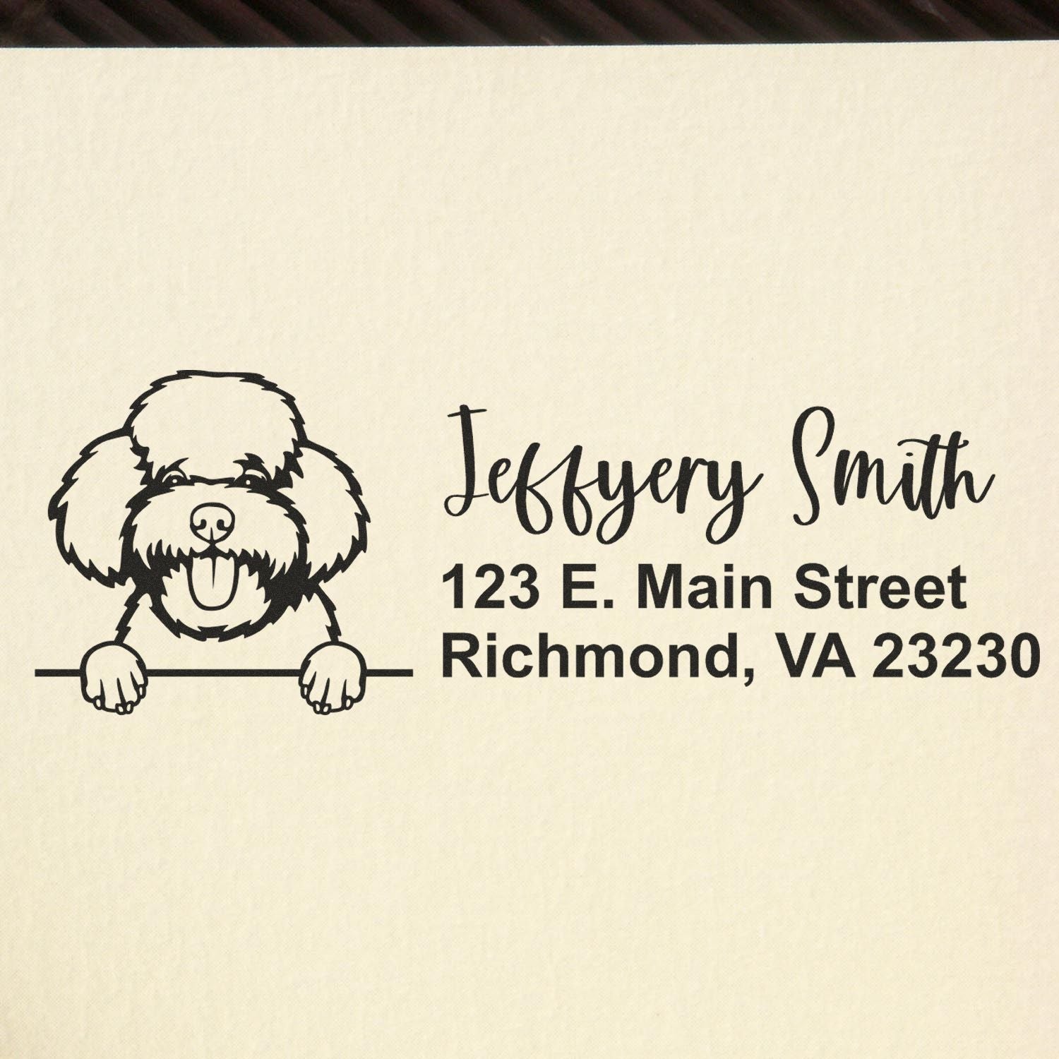 Peeking Toy Poodle Name and Address Rubber Stamp