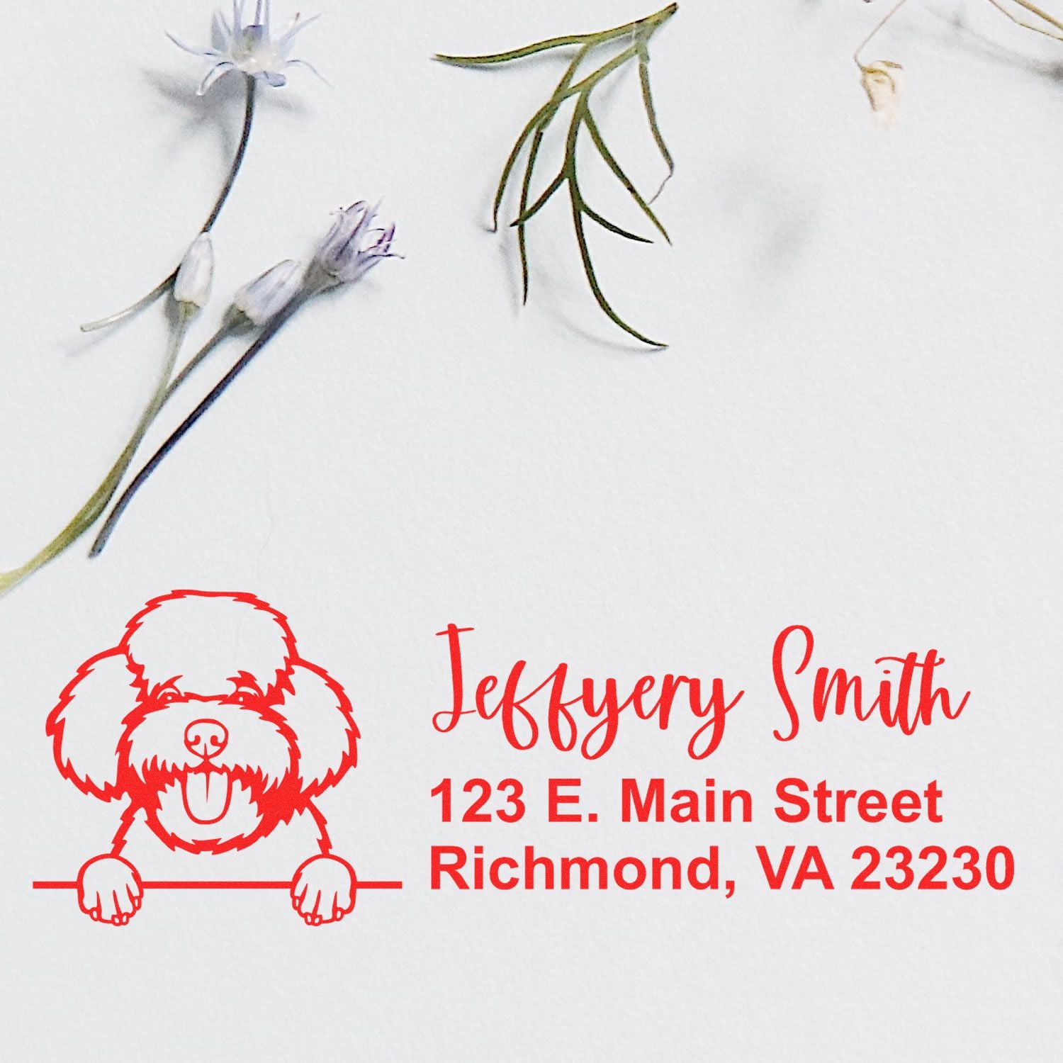 Pre-Inked Toy Poodle Dog Personalized Address Stamp