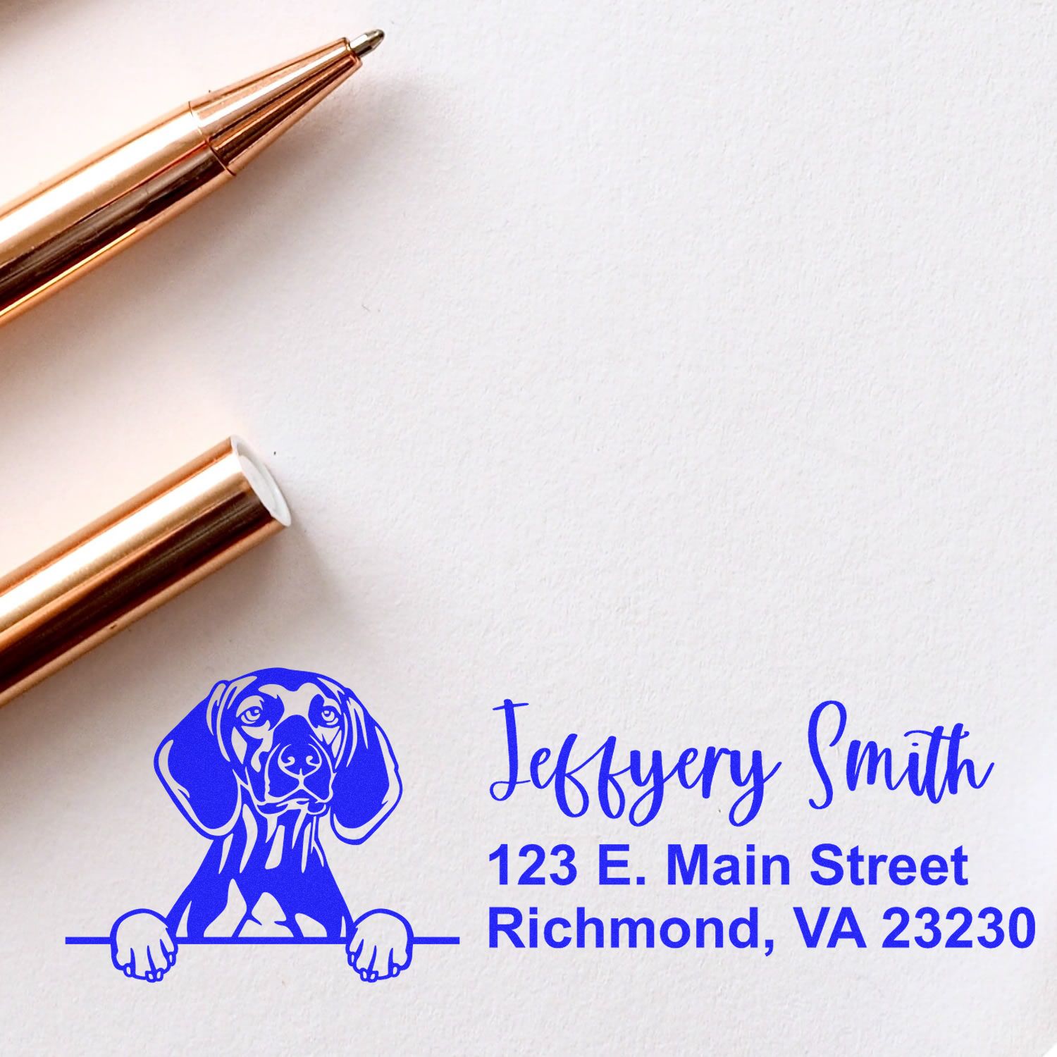 Peeking Vizslas Name and Address Rubber Stamp