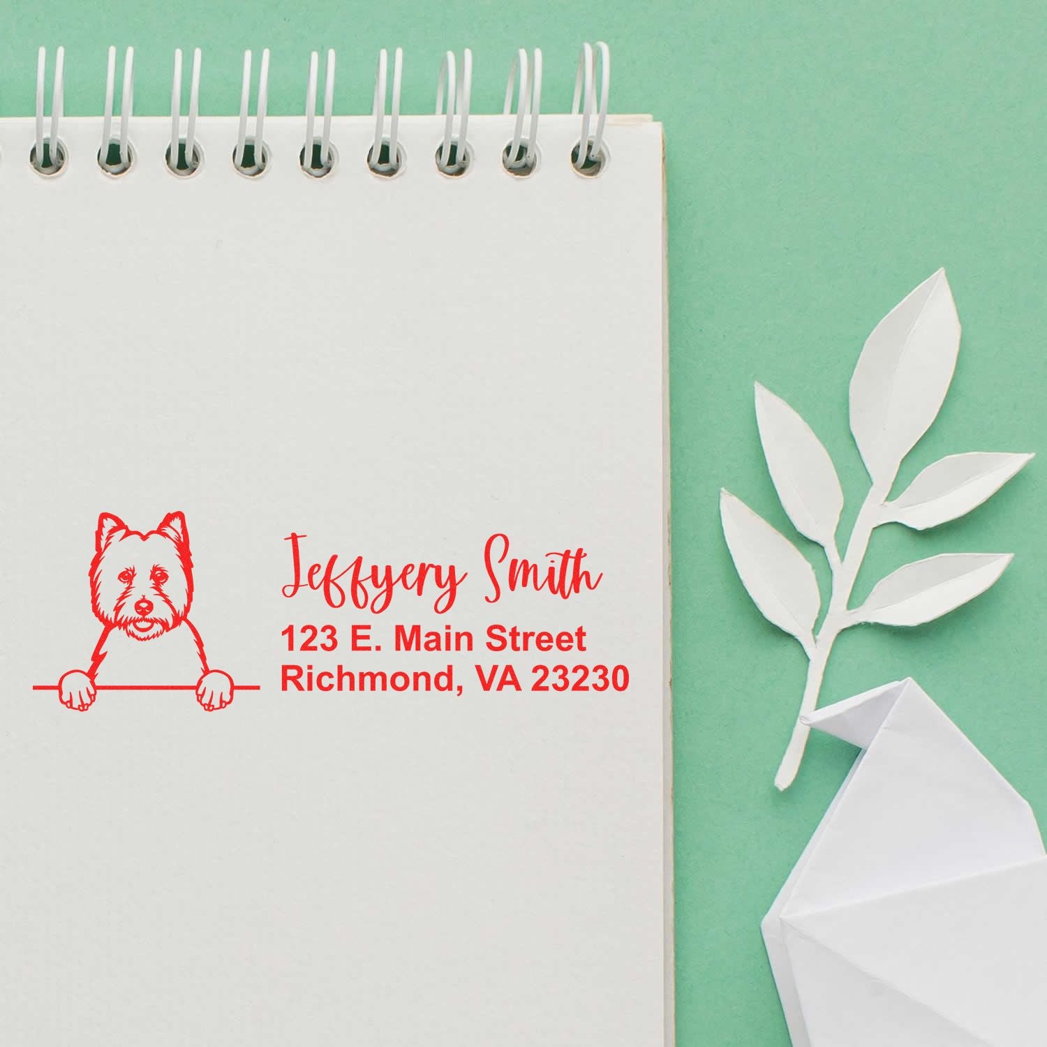 Peeking West Highland White Terrier Name and Address Rubber Stamp