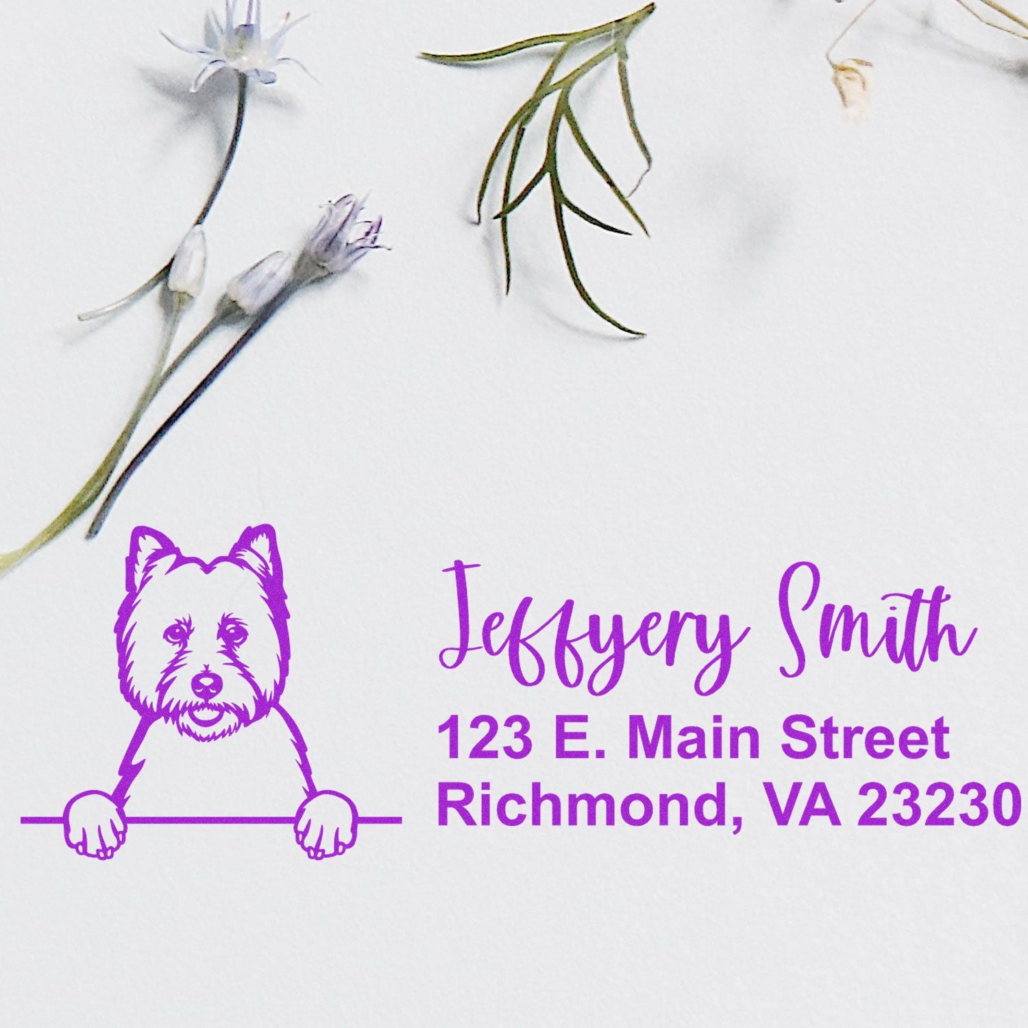 Pre-Inked West Highland White Terrier Dog Personalized Address Stamp