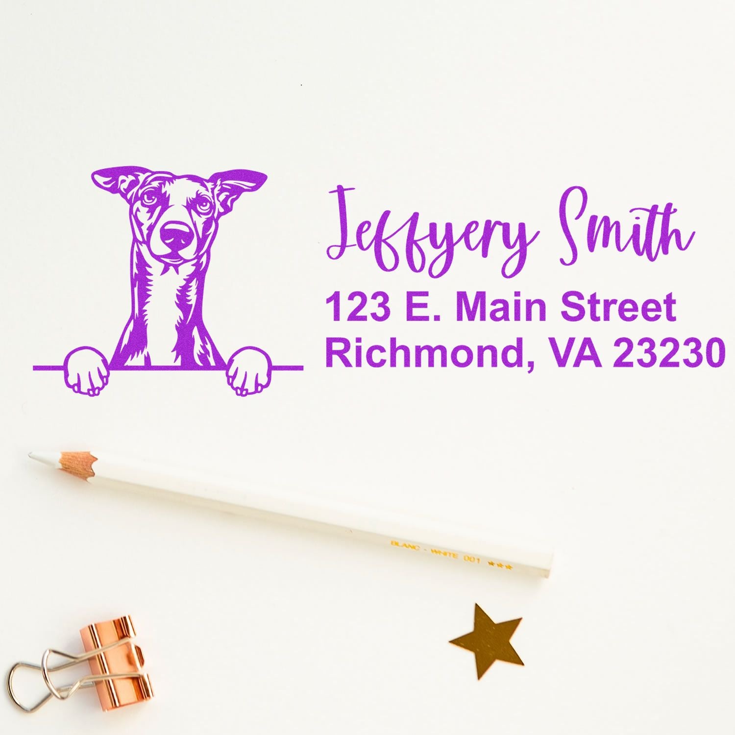 Pre-Inked Whippet Dog Personalized Address Stamp