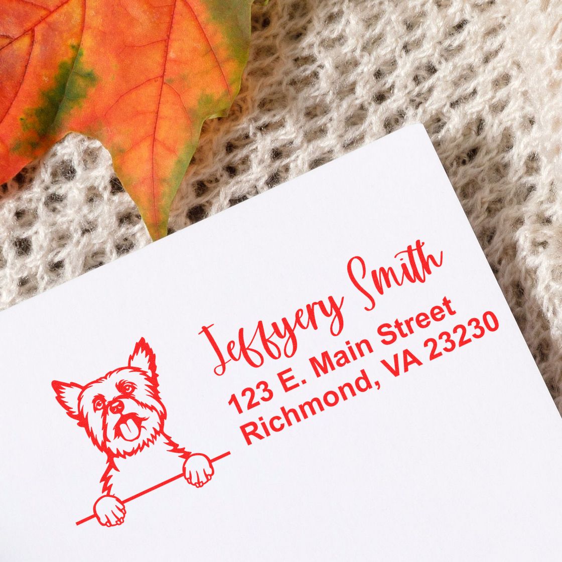 Pre-Inked Yorkshire Terrier Dog Personalized Address Stamp