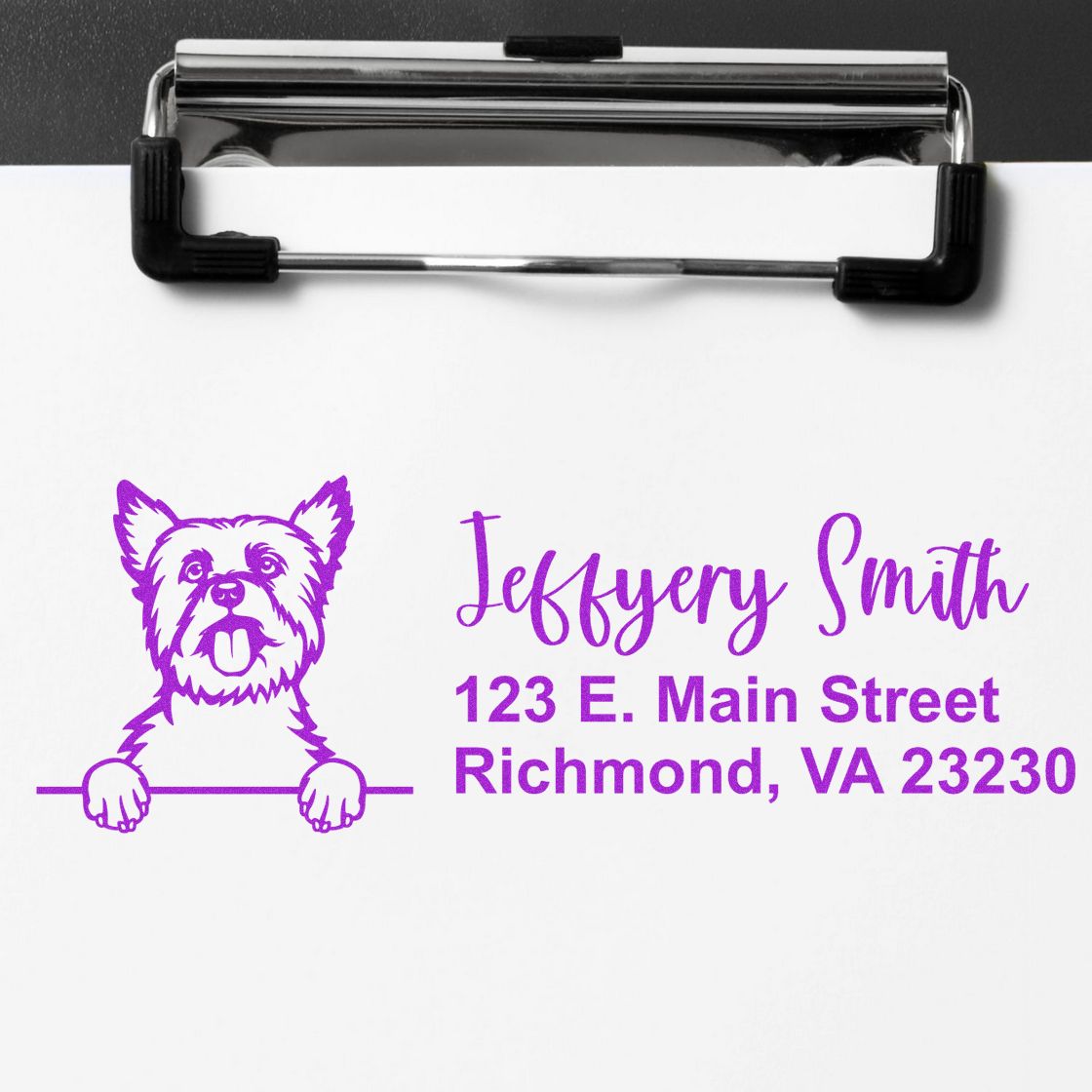 Pre-Inked Yorkshire Terrier Dog Personalized Address Stamp