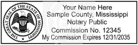 Mississippi Rectangular Notary Stamp Imprint Example