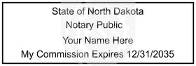 North Dakota Rectangular Notary Stamp Imprint Example