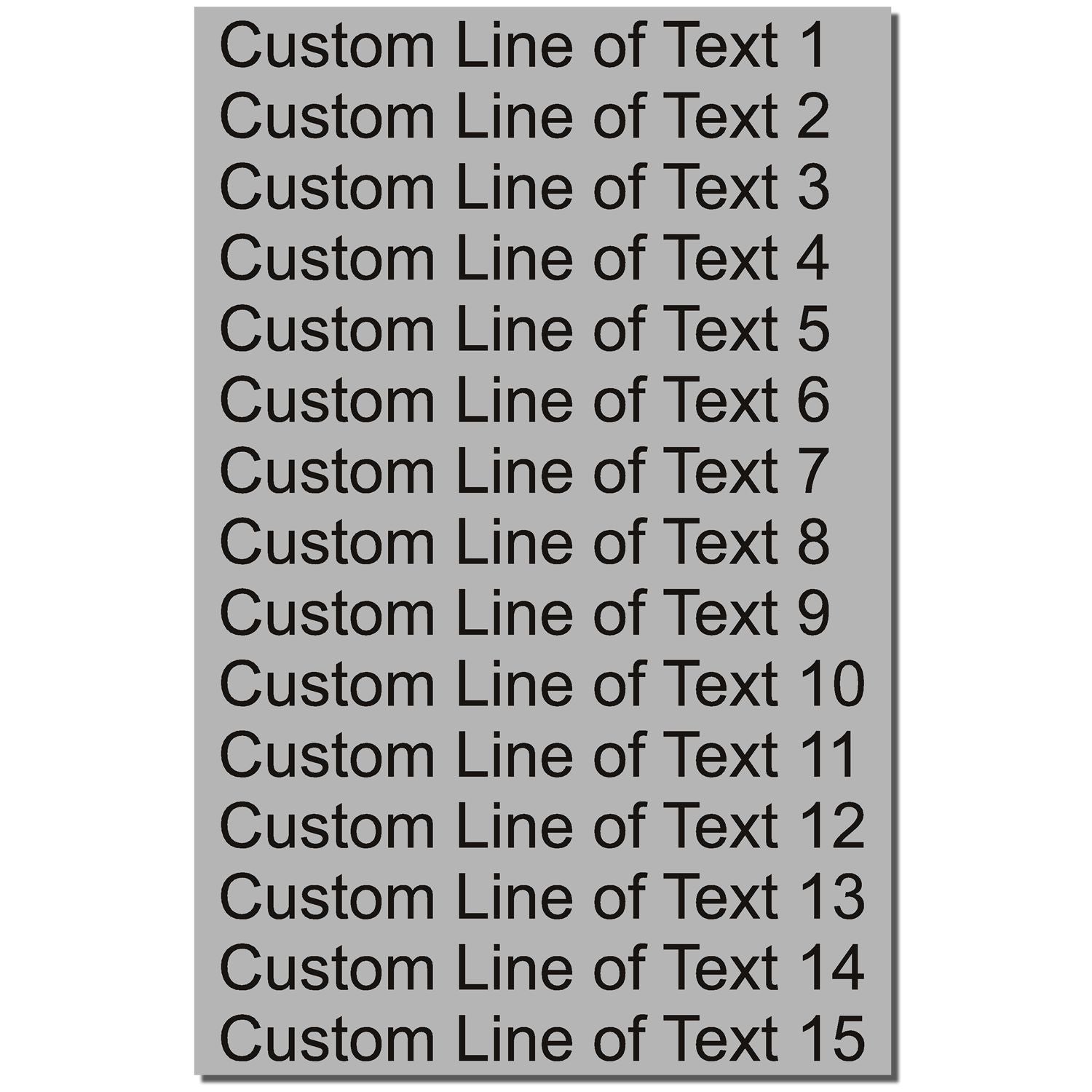 15 Line Regular Rubber Stamp Imprint Sample