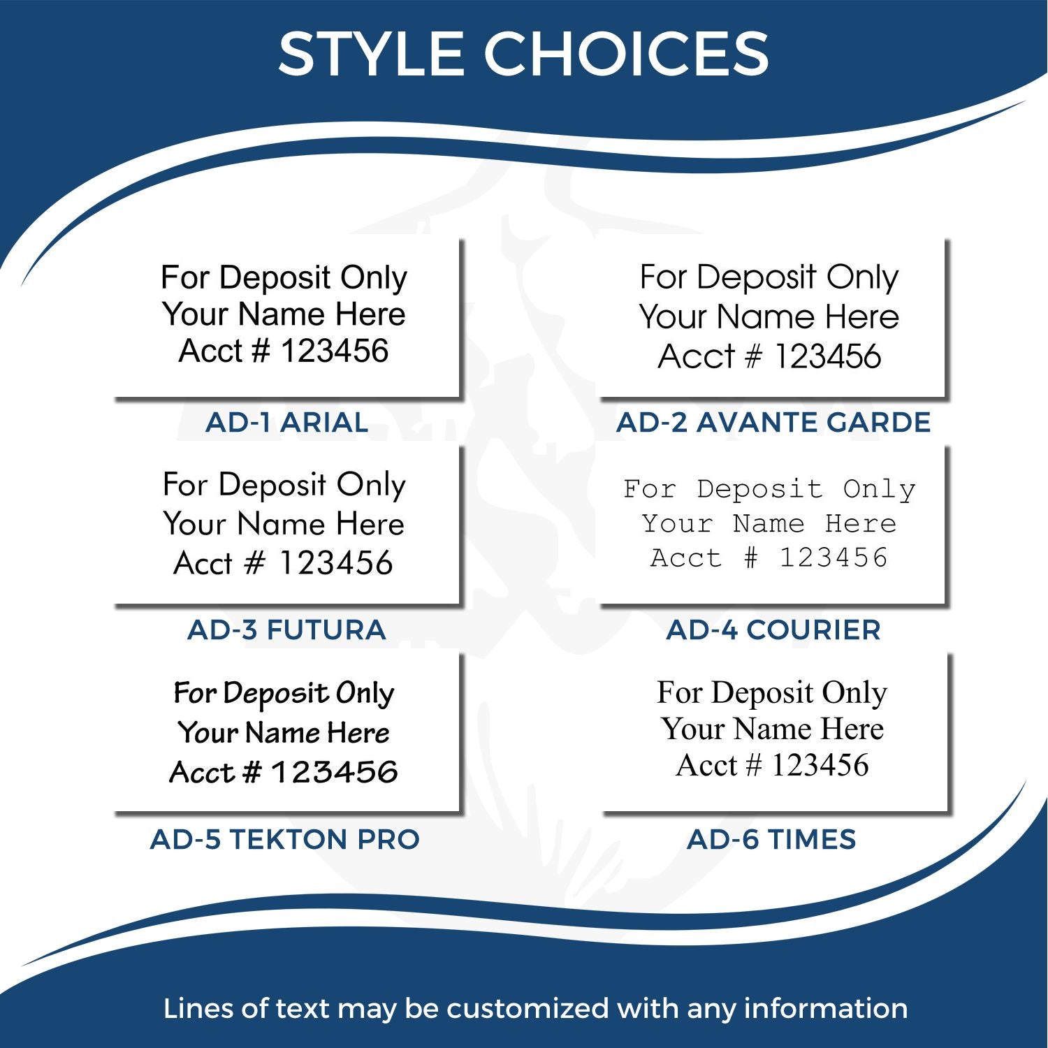 3 Line Check Endorsement Stamp Style Choices