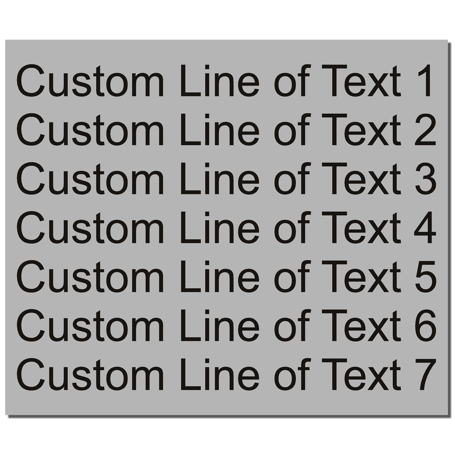 7 Line Regular Rubber Stamp Imprint Sample