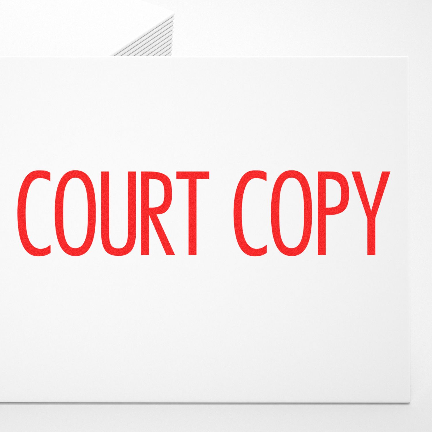 Large Pre-Inked Narrow Font Court Copy Stamp in red ink on white paper, displaying the text COURT COPY in bold, narrow font.