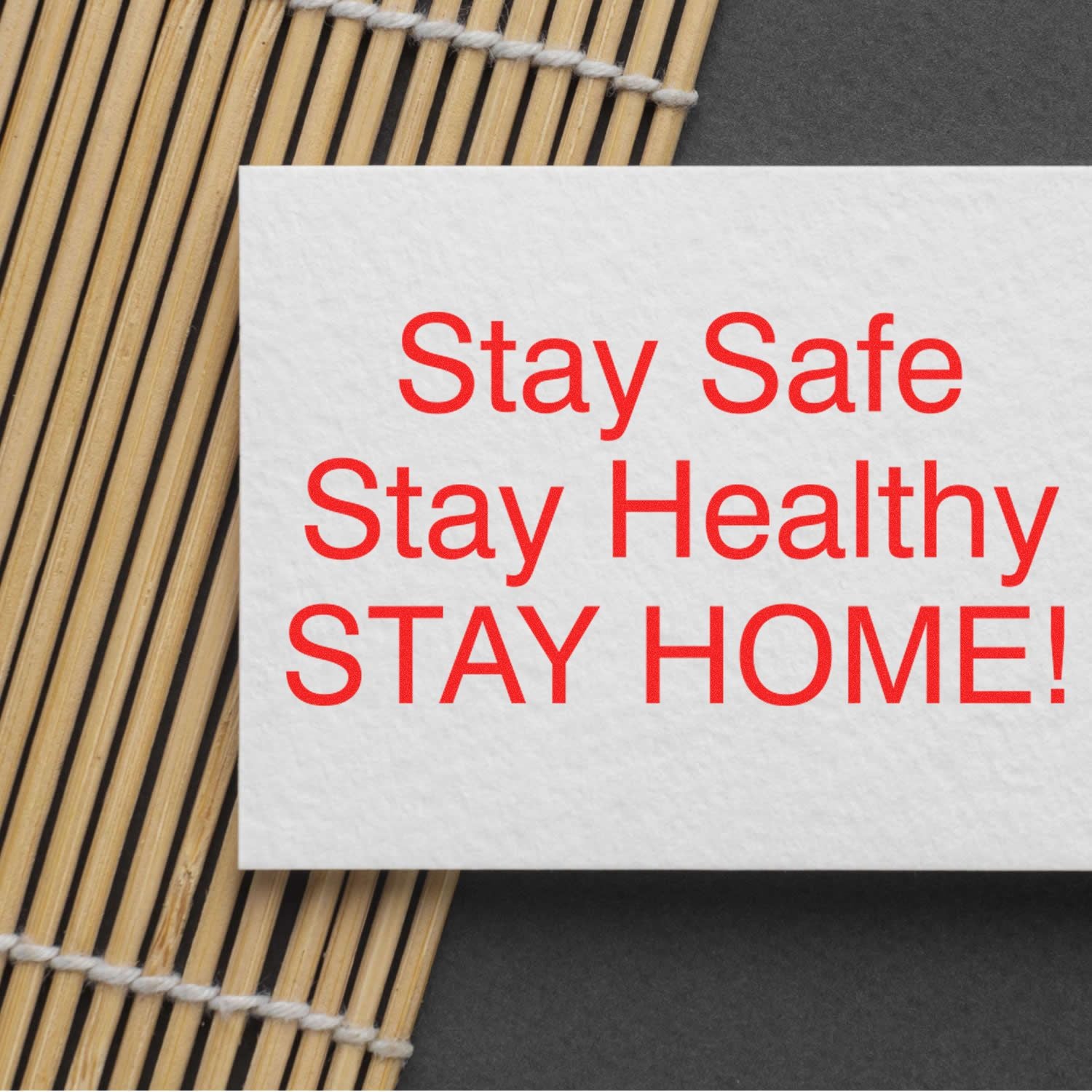 Large Pre-Inked Stay Safe Stay Healthy Stamp In Use Photo