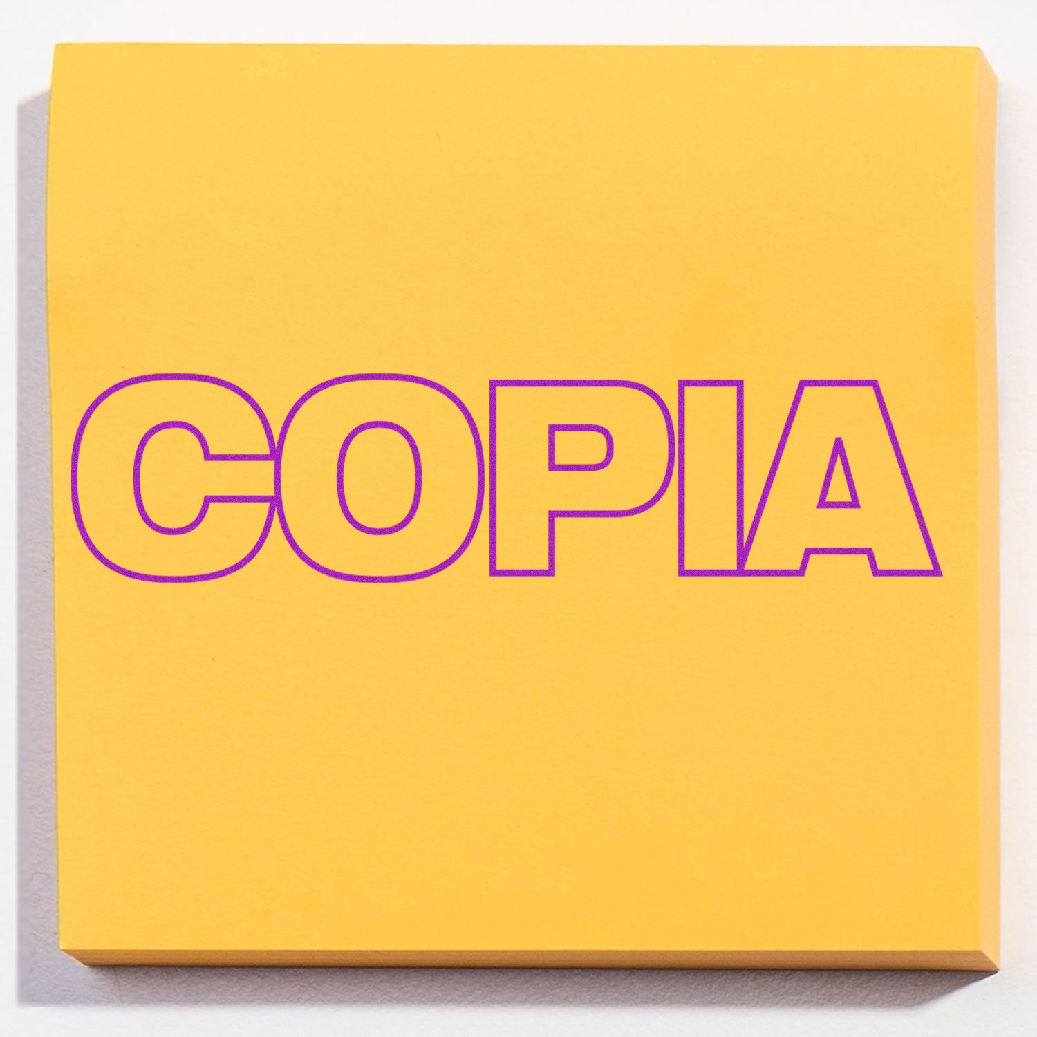 Large Self Inking Copia Stamp on a yellow background with the word COPIA in bold purple letters.