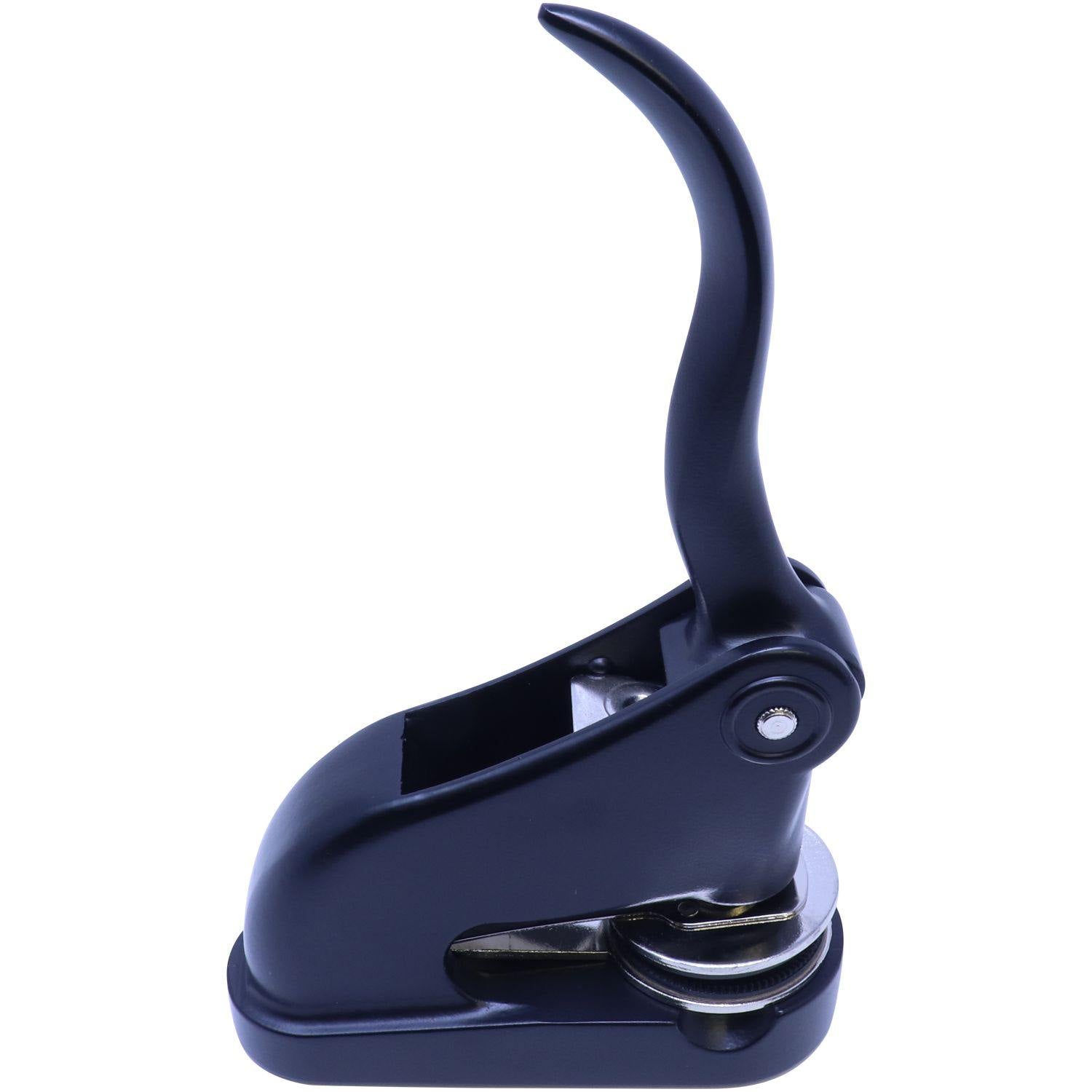 Real Estate Appraiser Black Gift Seal Embosser with a sleek design, angled side view, and a 1-5/8 inch imprint.