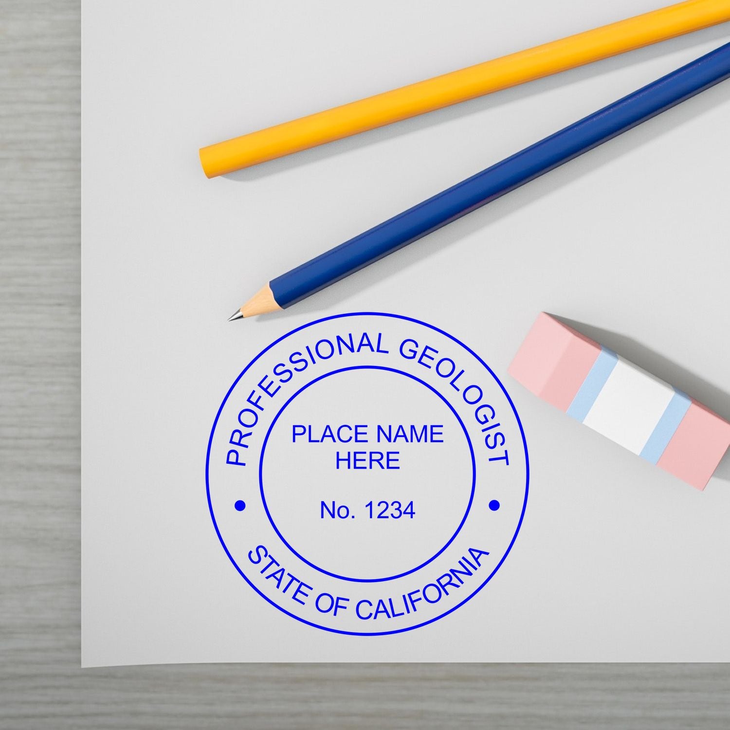 This paper is stamped with a sample imprint of the Self-Inking California Geologist Stamp, signifying its quality and reliability.