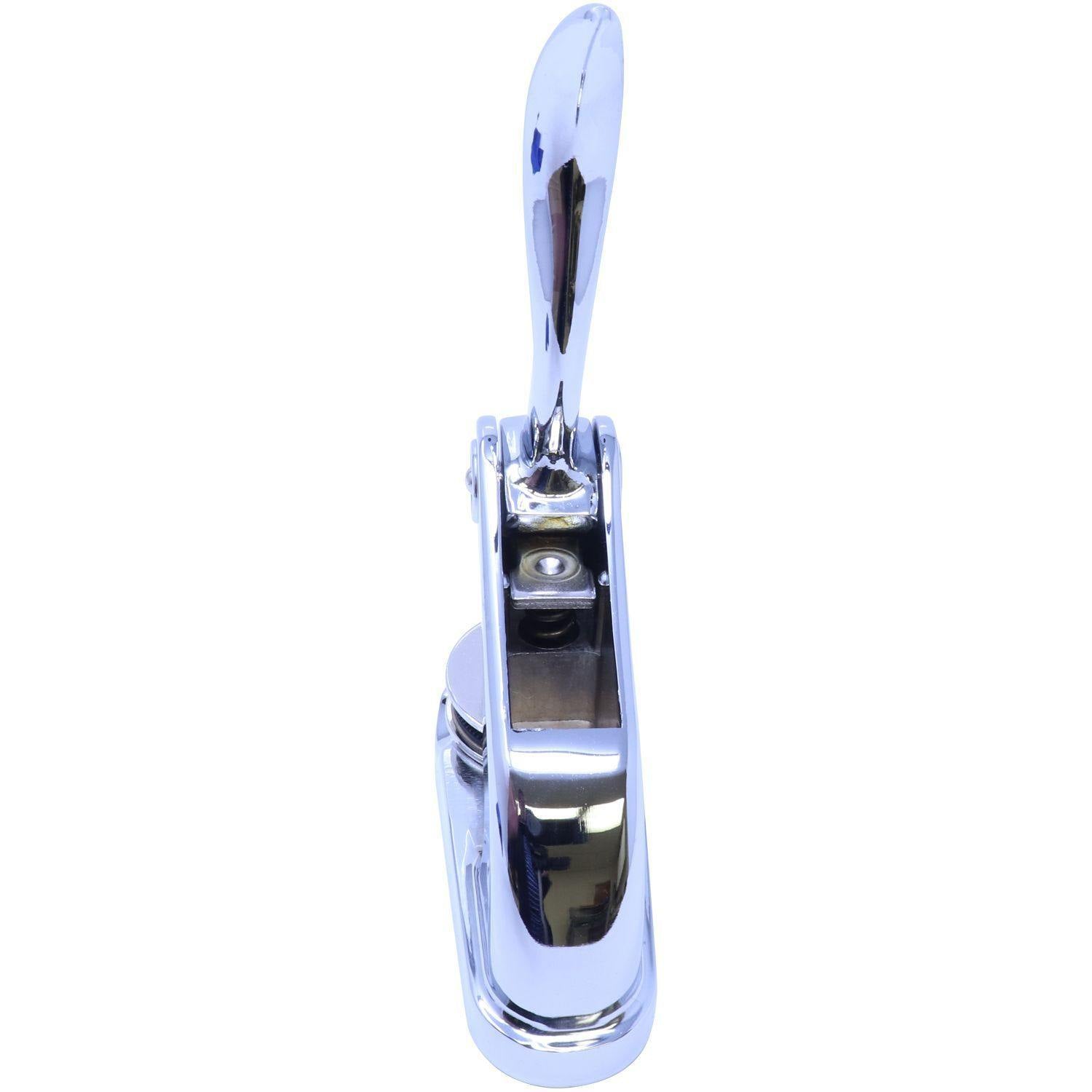 Land Surveyor Chrome Gift Seal Embosser with a sleek, polished finish, shown from the back view with the handle raised.