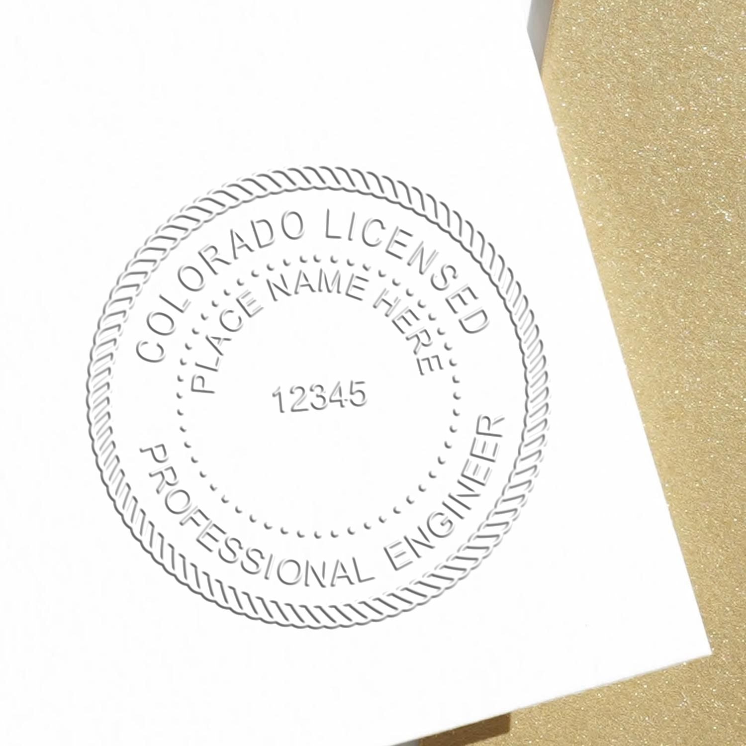 A photograph of the Soft Colorado Professional Engineer Seal stamp impression reveals a vivid, professional image of the on paper.