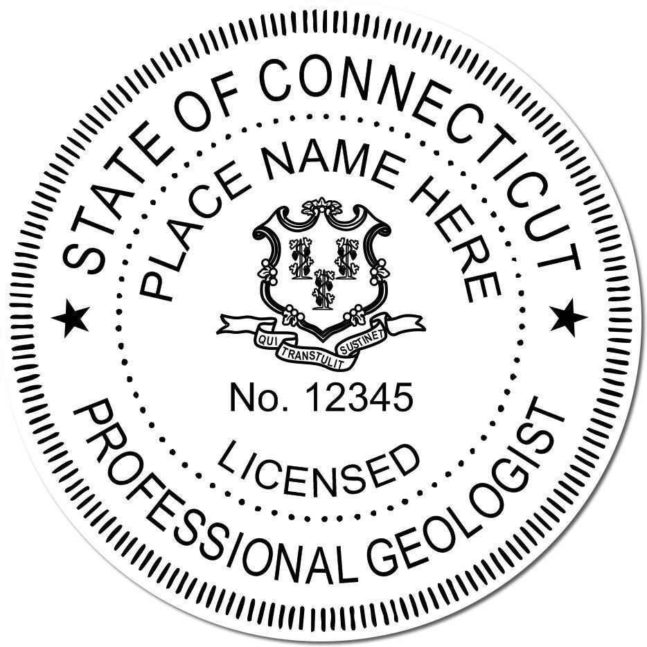 A stamped imprint of the Self-Inking Connecticut Geologist Stamp in this stylish lifestyle photo, setting the tone for a unique and personalized product.