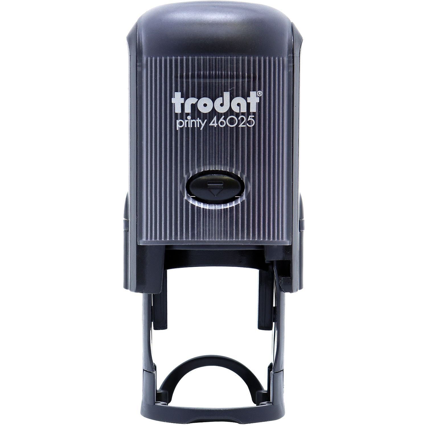 Custom Self Inking Stamp Trodat 46025 Size 1 Diameter, black and grey, with a rounded top and a visible stamp mechanism.