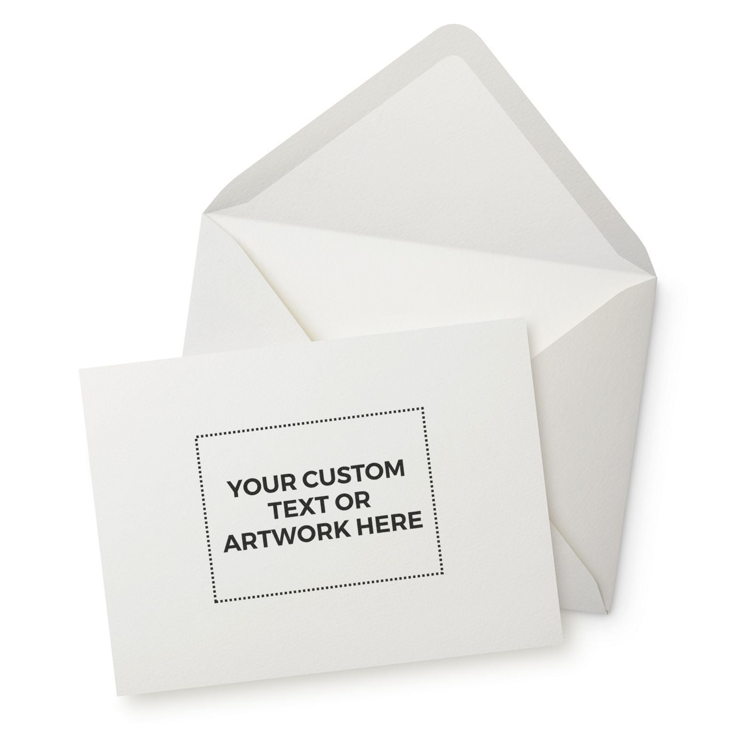 Custom Self Inking Stamp Trodat 5208 Size 2 x 2-3/4 imprint on a white card with an envelope, showcasing customizable text or artwork.