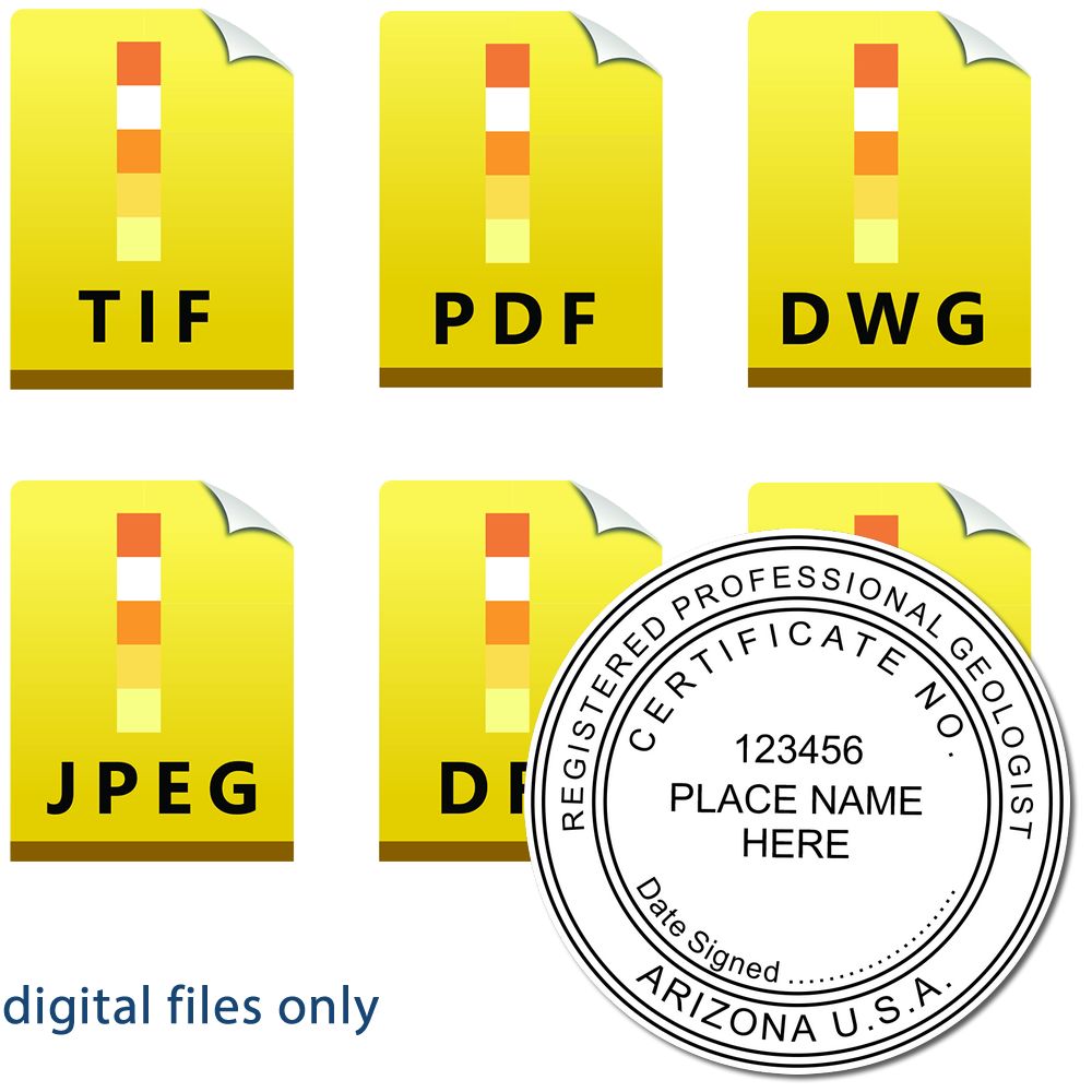 The main image for the Digital Arizona Geologist Stamp, Electronic Seal for Arizona Geologist depicting a sample of the imprint and imprint sample