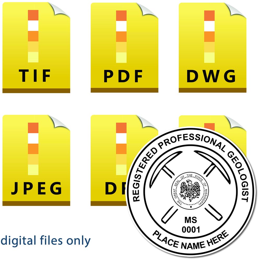 The main image for the Digital Mississippi Geologist Stamp, Electronic Seal for Mississippi Geologist depicting a sample of the imprint and imprint sample