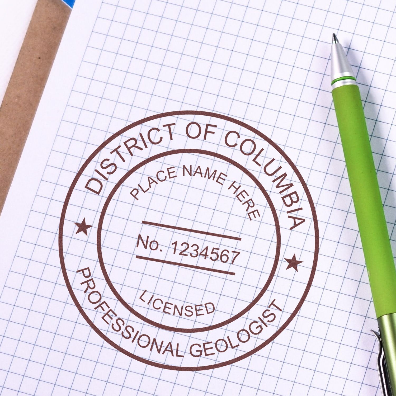 Another Example of a stamped impression of the Digital District of Columbia Geologist Stamp, Electronic Seal for District of Columbia Geologist on a office form