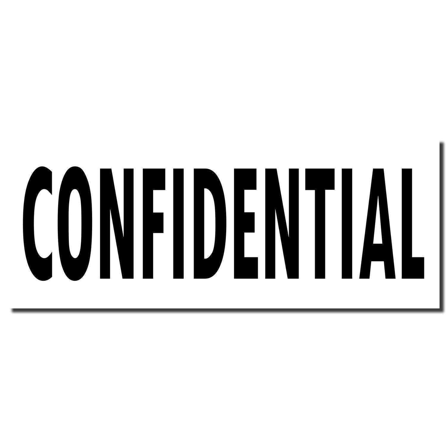 Image of a Self Inking Confidential Stamp imprint showing the word CONFIDENTIAL in bold black letters on a white background.