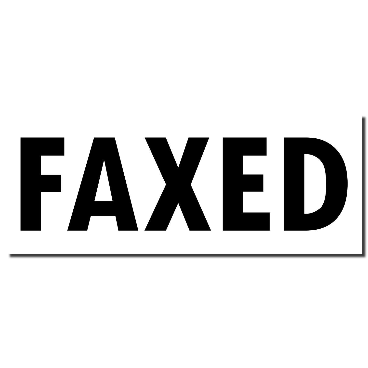 Image of a Faxed Rubber Stamp imprint in black ink, displaying the word 'FAXED' in bold, uppercase letters with a horizontal line underneath.