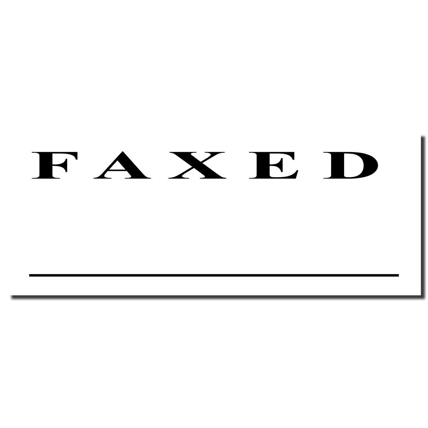 Image of a Self Inking Two Line Faxed Stamp imprint showing the word FAXED in bold black letters with a line underneath on a white background.