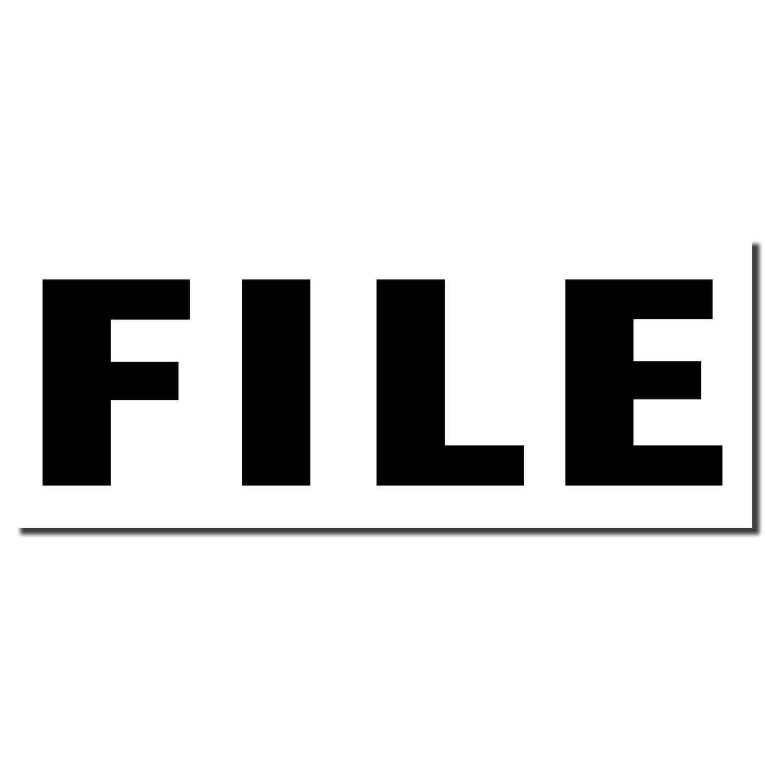 Image of a Self Inking File Stamp imprint with the word "FILE" in bold black letters on a white background.