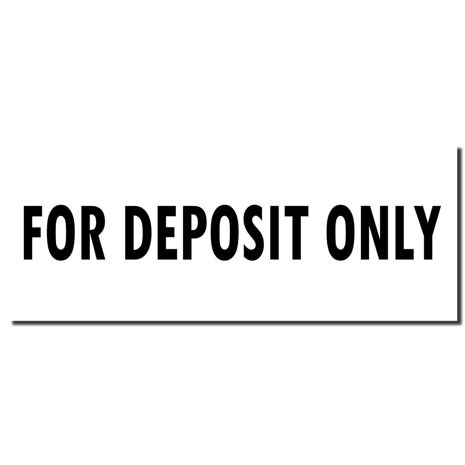 Image of a For Deposit Only Rubber Stamp imprint in bold black letters on a white background.