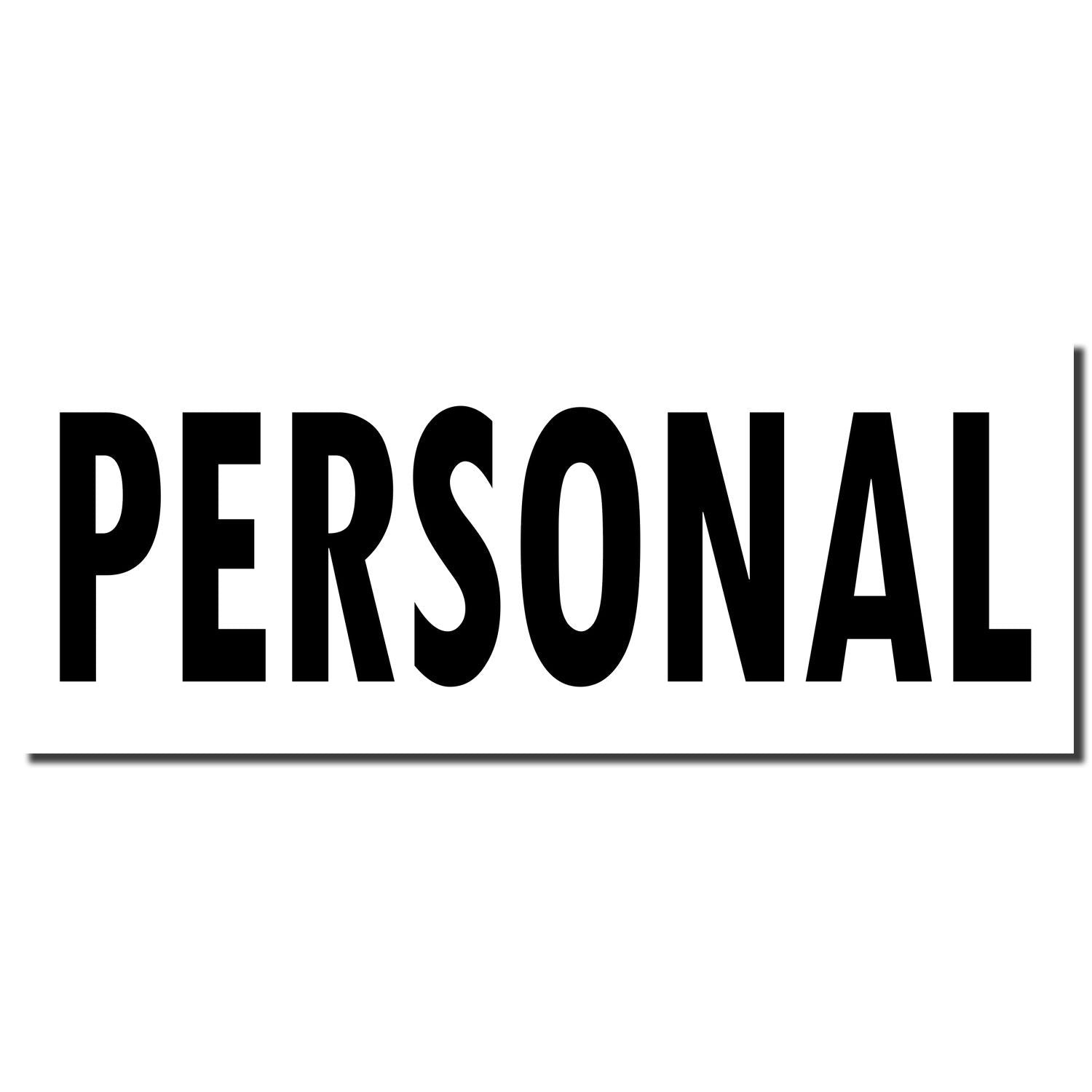 Image of a Self Inking Personal Stamp imprint with the word PERSONAL in bold black letters on a white background.