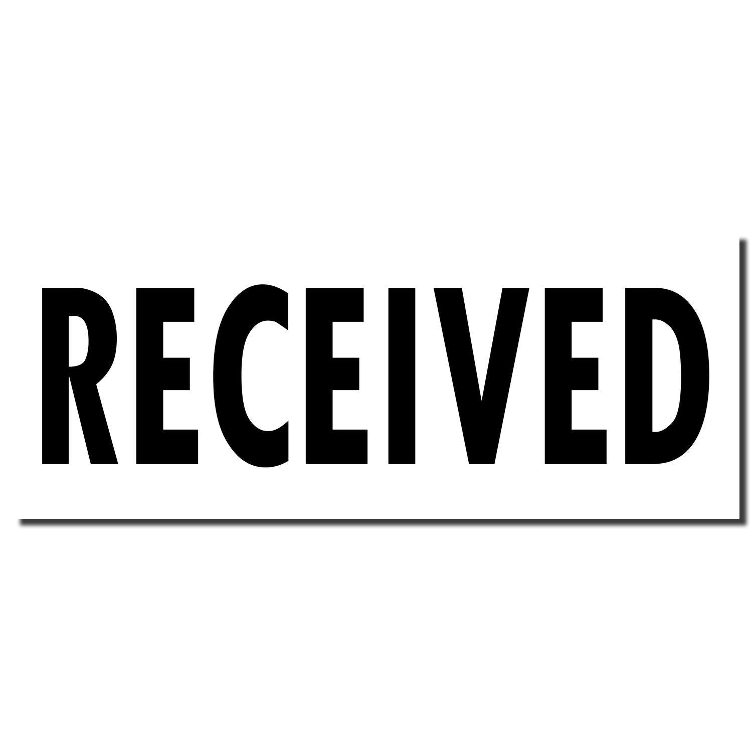 Image of a Slim Pre-Inked Received Stamp imprint showing the word "RECEIVED" in bold black letters on a white background.