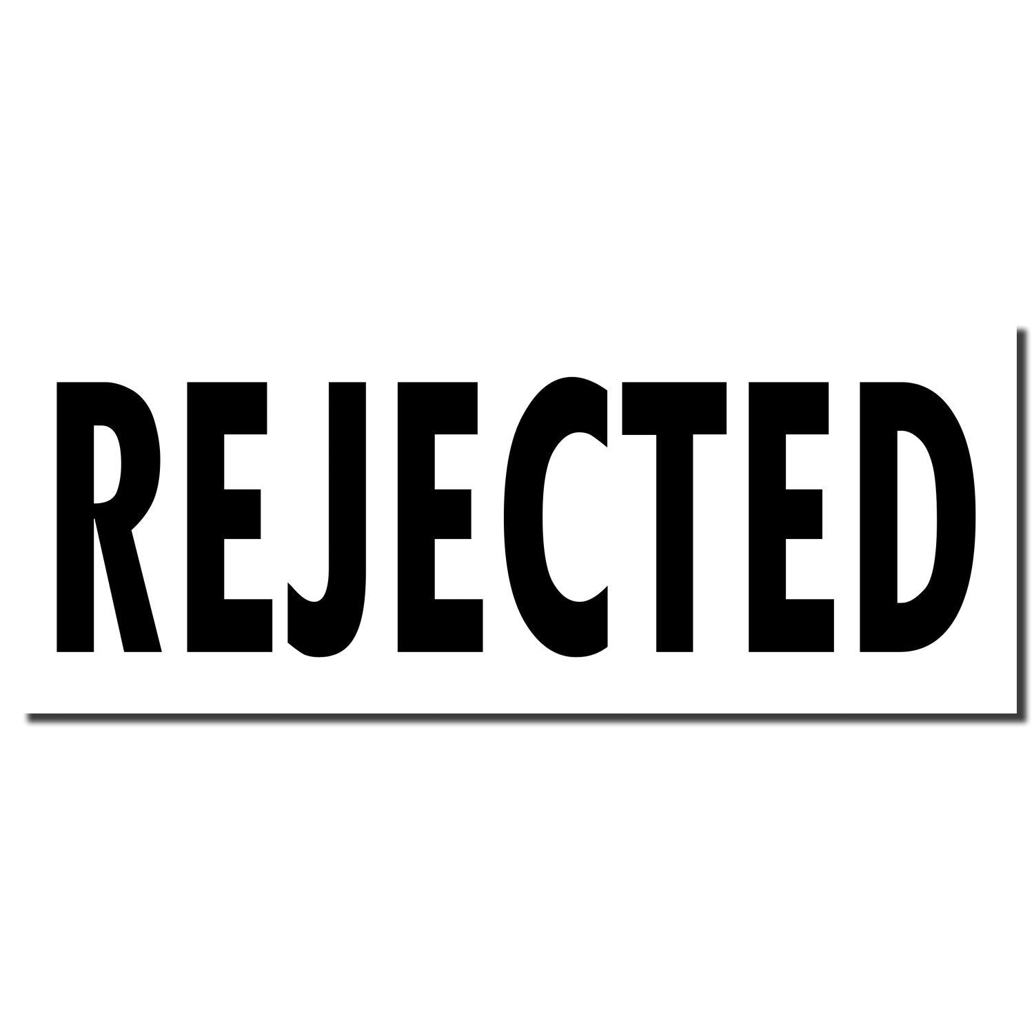 Image of a Self Inking Rejected Stamp imprint showing the word REJECTED in bold black letters on a white background.