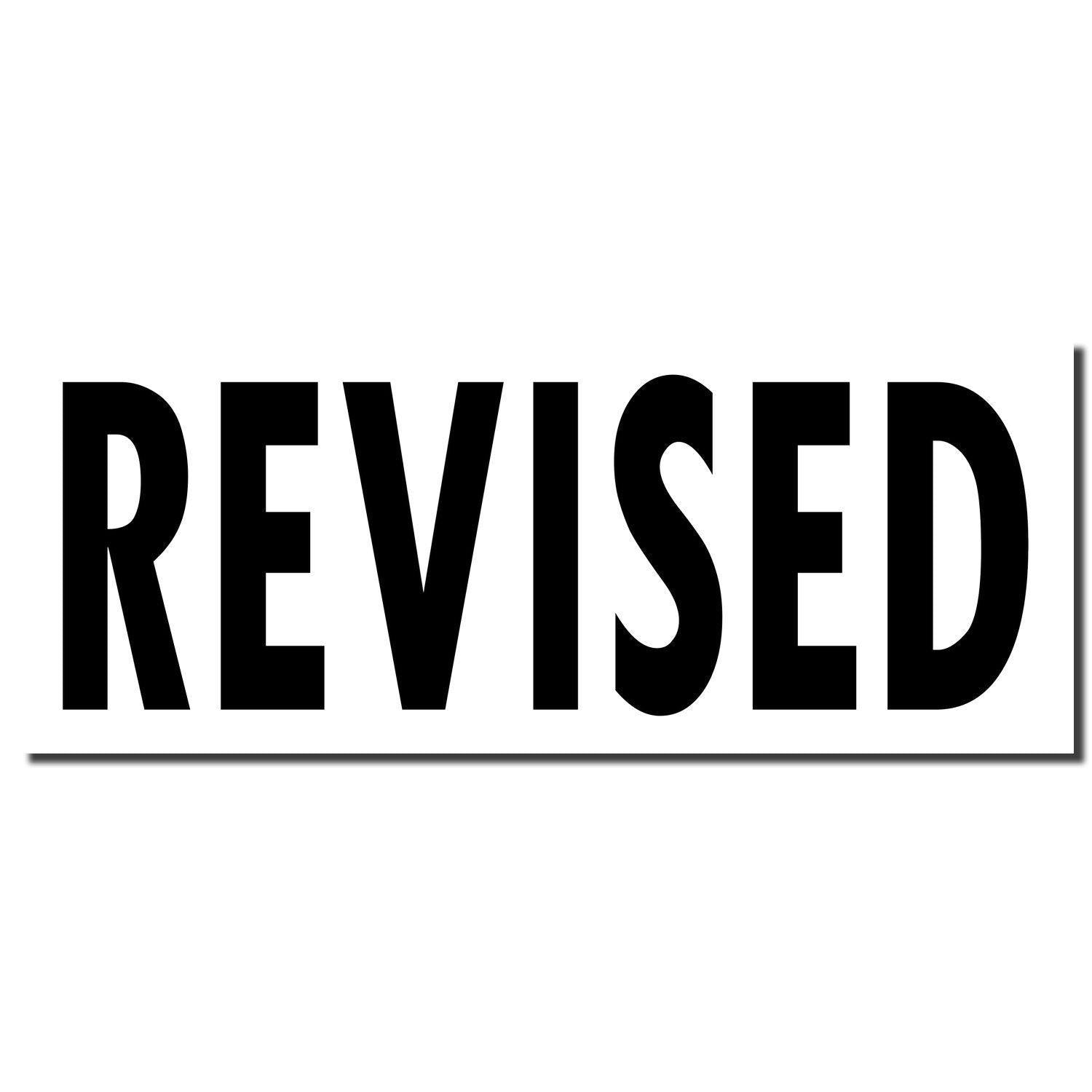 Black 'REVISED' rubber stamp imprint on a white background, emphasizing the word 'REVISED' in bold capital letters.