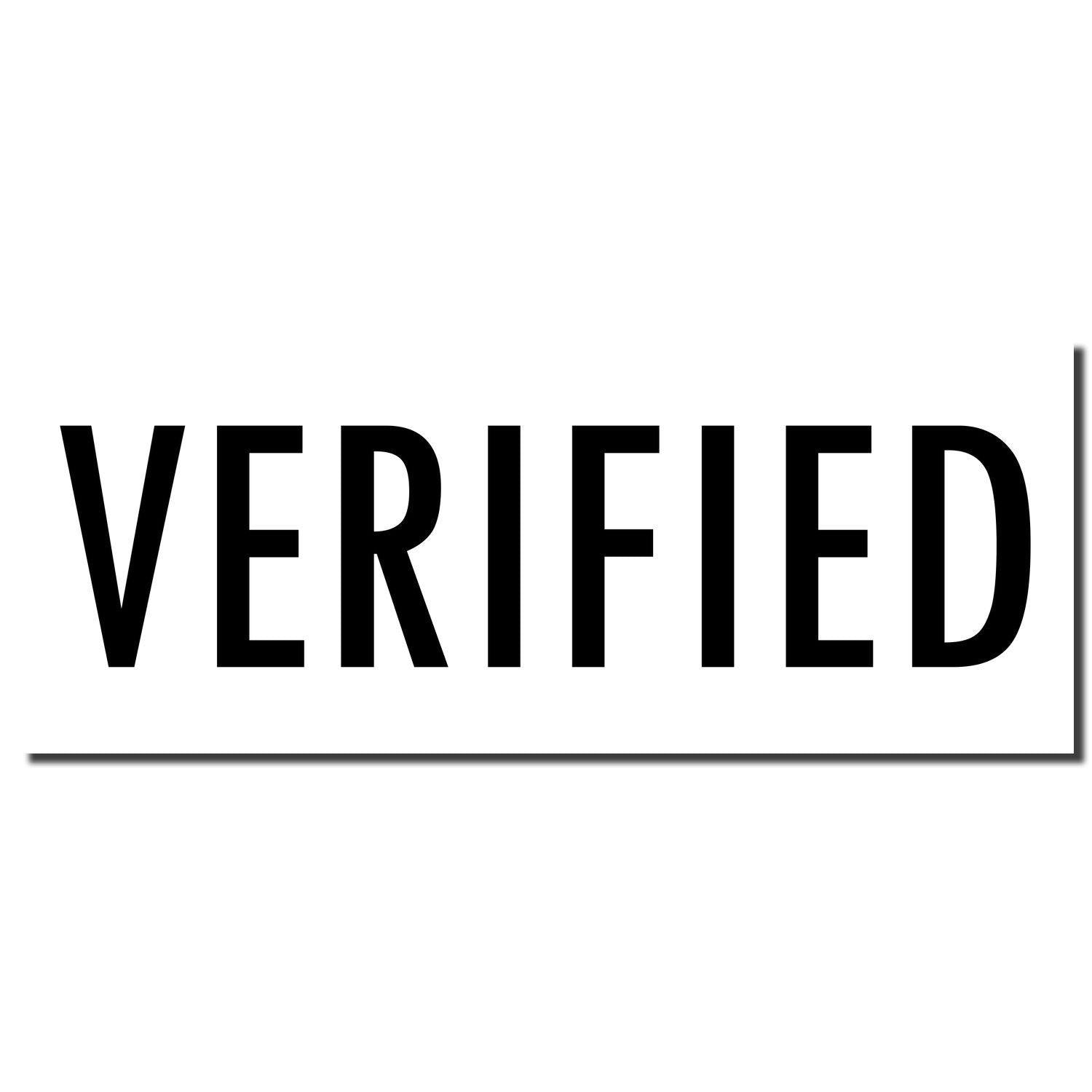 Verified Rubber Stamp imprint in black ink on white background, displaying the word "VERIFIED" in bold, uppercase letters.