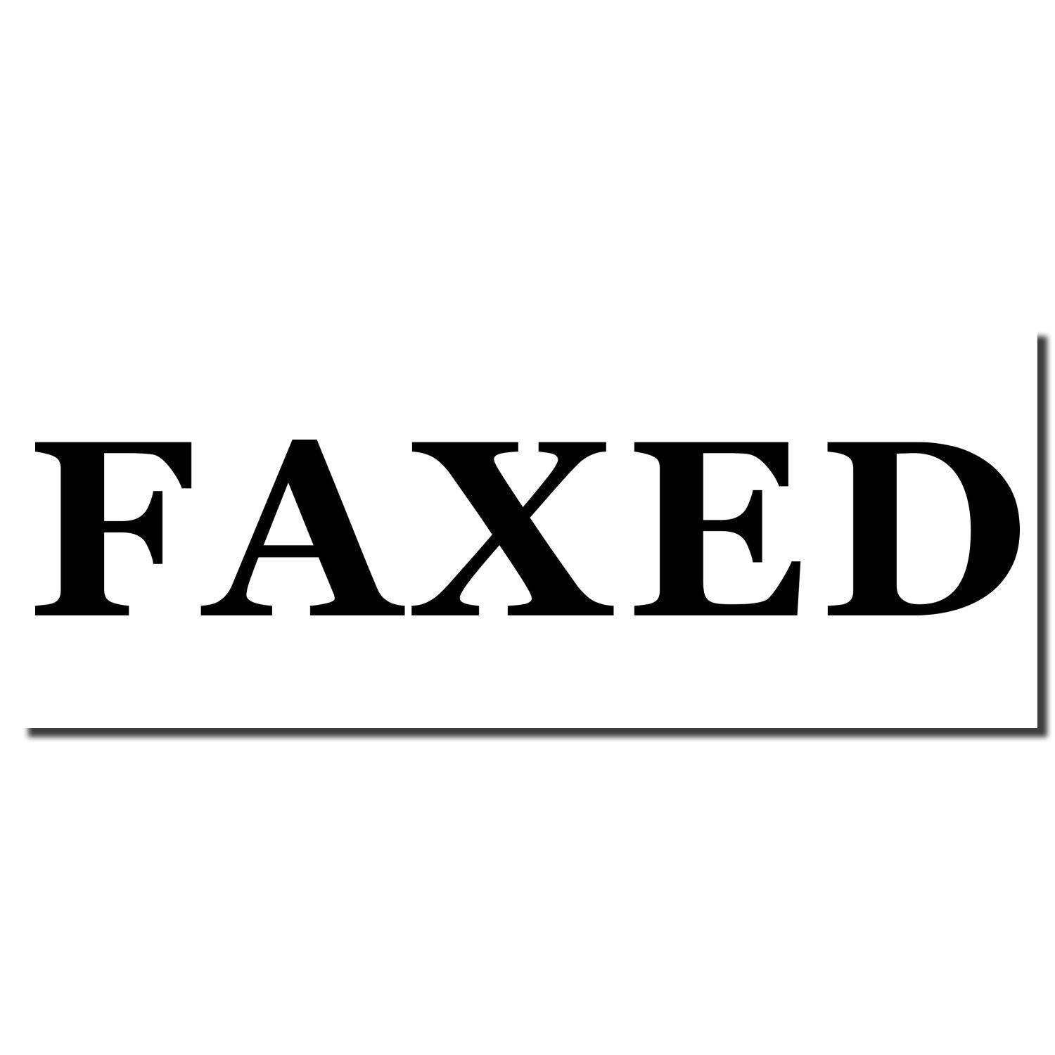 Image of a FAXED imprint made by the Self Inking Times Faxed Stamp in bold black letters on a white background.