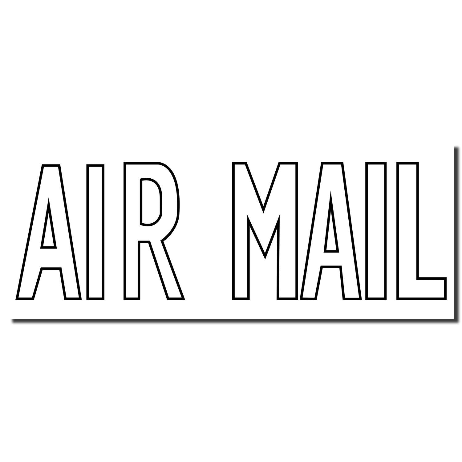 Large Outline Air Mail Rubber Stamp imprint in black ink, displaying the words 'AIR MAIL' in bold, outlined letters on a white background.