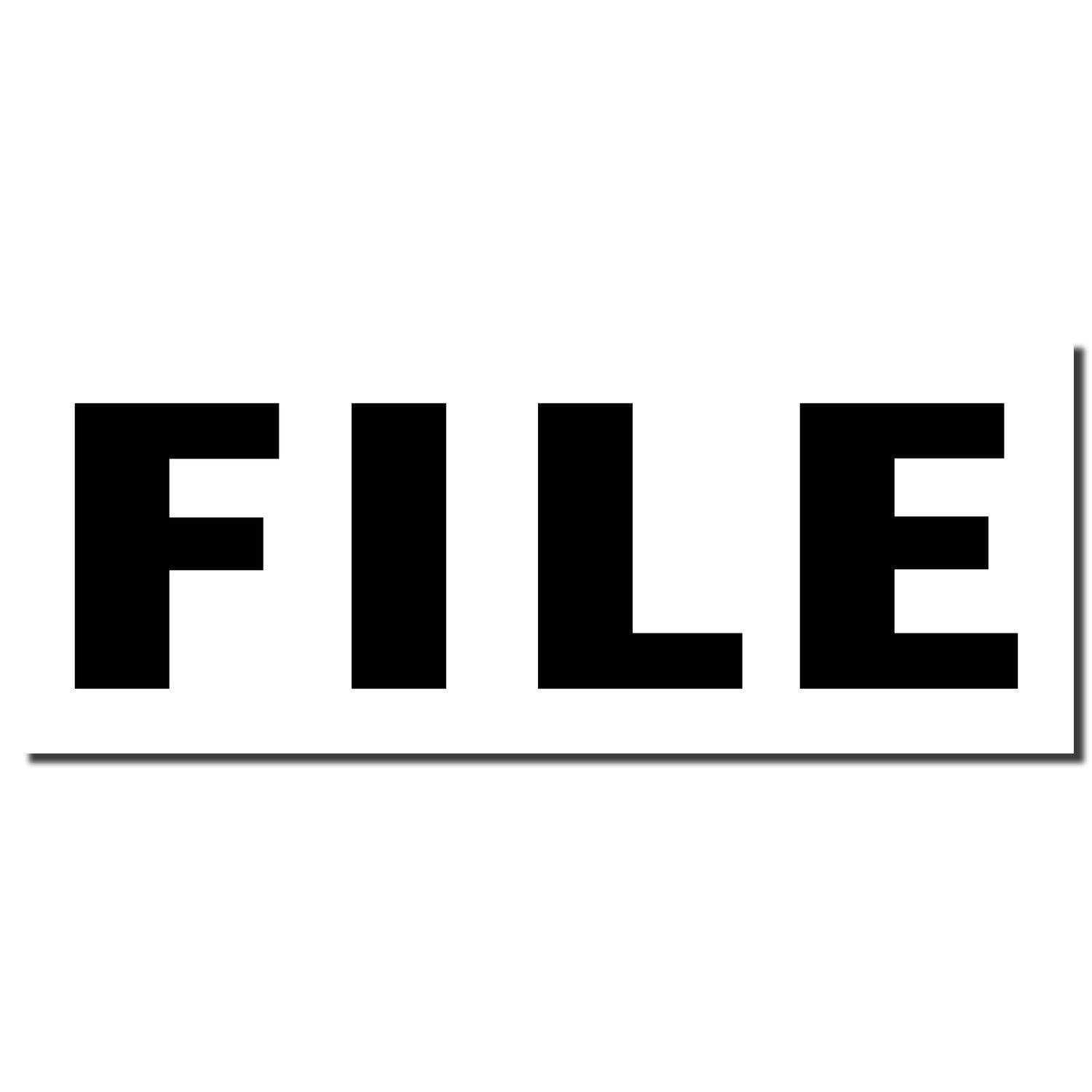 Large Pre-Inked File Stamp imprint in black ink, displaying the word FILE in bold, uppercase letters on a white background.