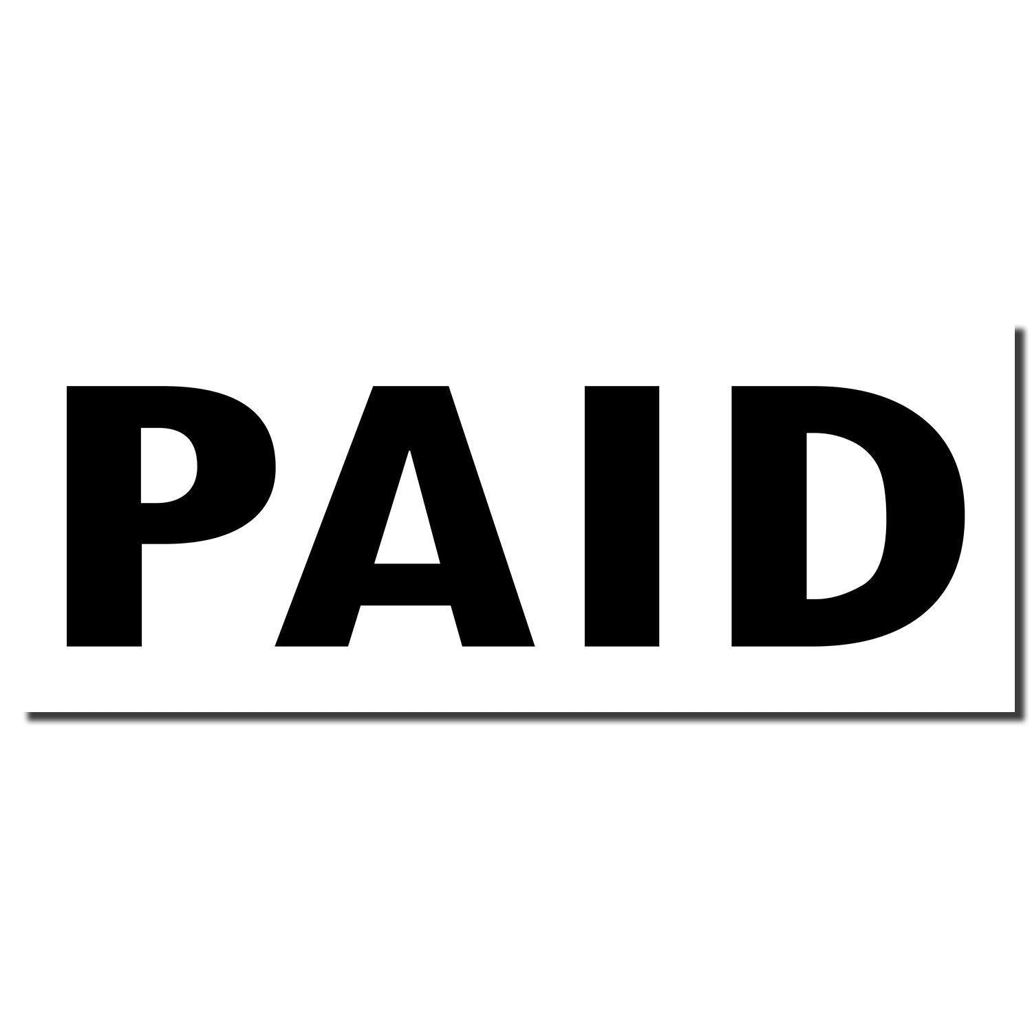 Image of a Large Pre-Inked Paid Stamp imprint showing the word PAID in bold black letters on a white background.