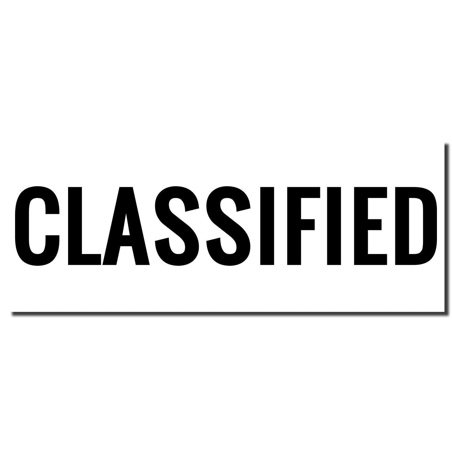 Self Inking Classified Stamp imprint showing the word CLASSIFIED in bold black letters on a white background.