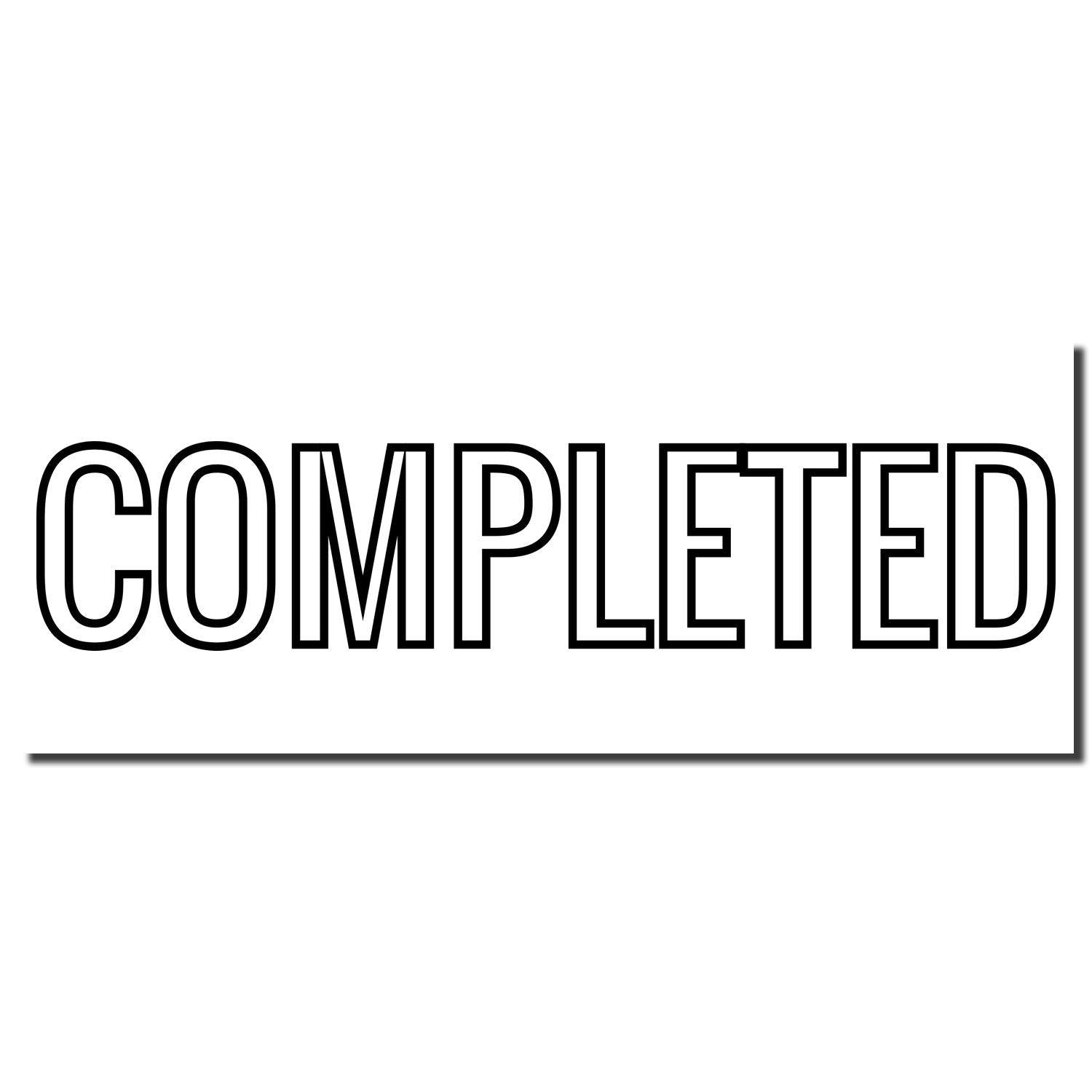 Large Outline Completed Rubber Stamp imprint showing the word 'COMPLETED' in bold, black outline letters on a white background.