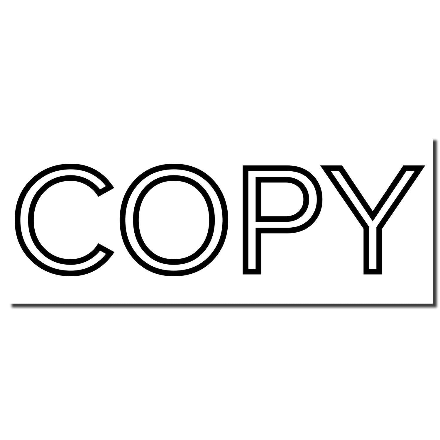 Large Outline Font Copy Rubber Stamp imprint showing the word COPY in bold, black, outlined letters on a white background.