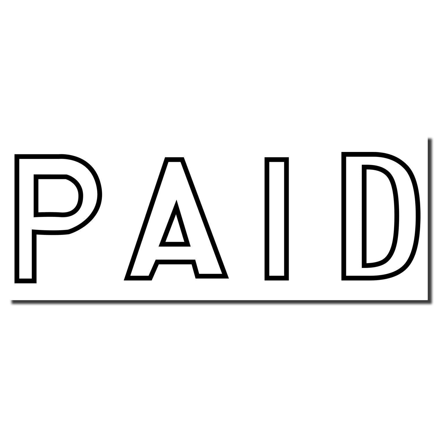 Large Outline Paid Rubber Stamp imprint showing the word PAID in bold, outlined letters on a white background.