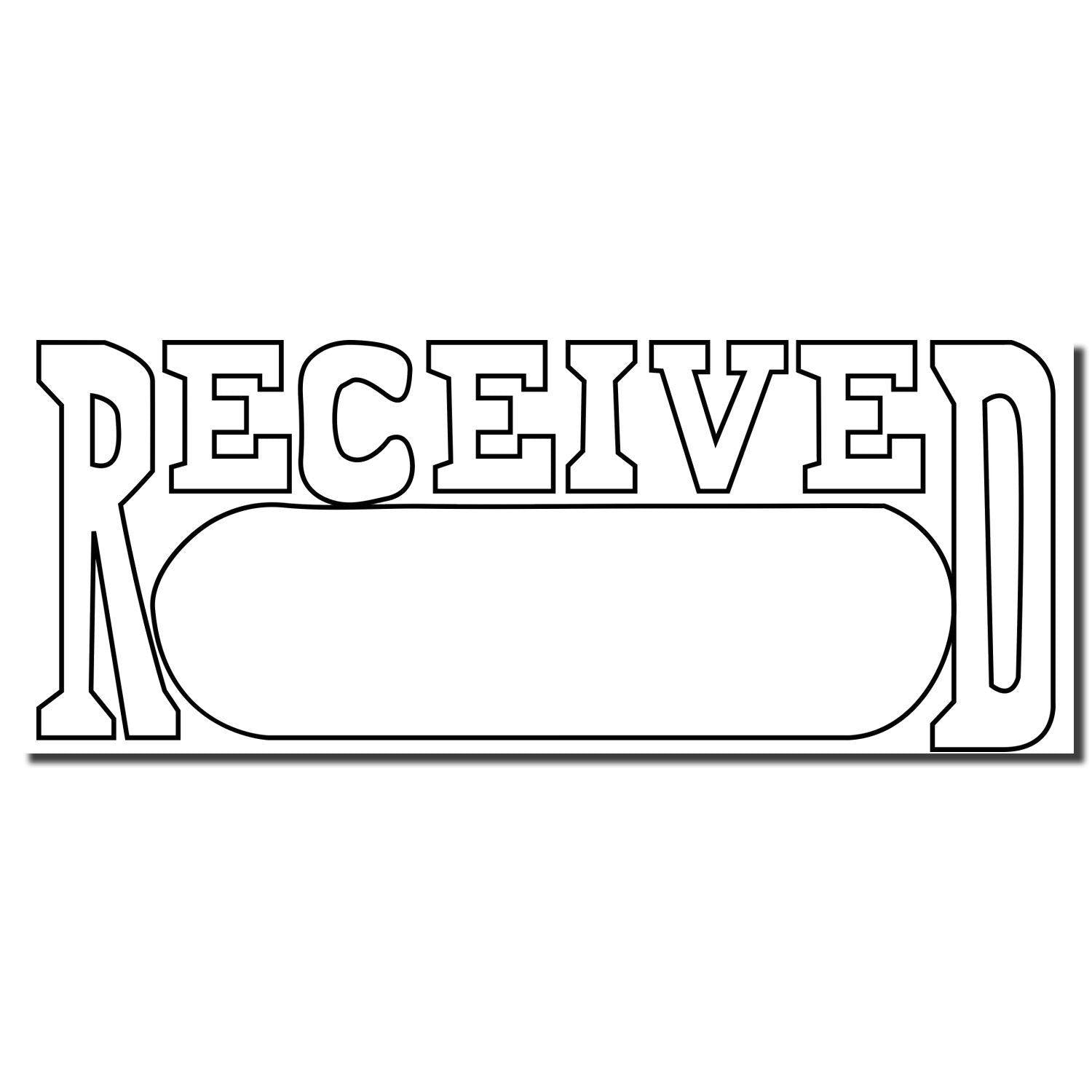 Image of the Large Received with Date Box Rubber Stamp imprint, featuring the word 'RECEIVED' with a blank space for the date.