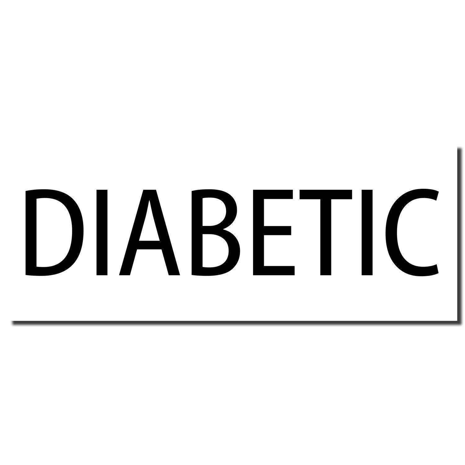 Diabetic Rubber Stamp imprint in bold black letters on a white background, displaying the word 'DIABETIC'.